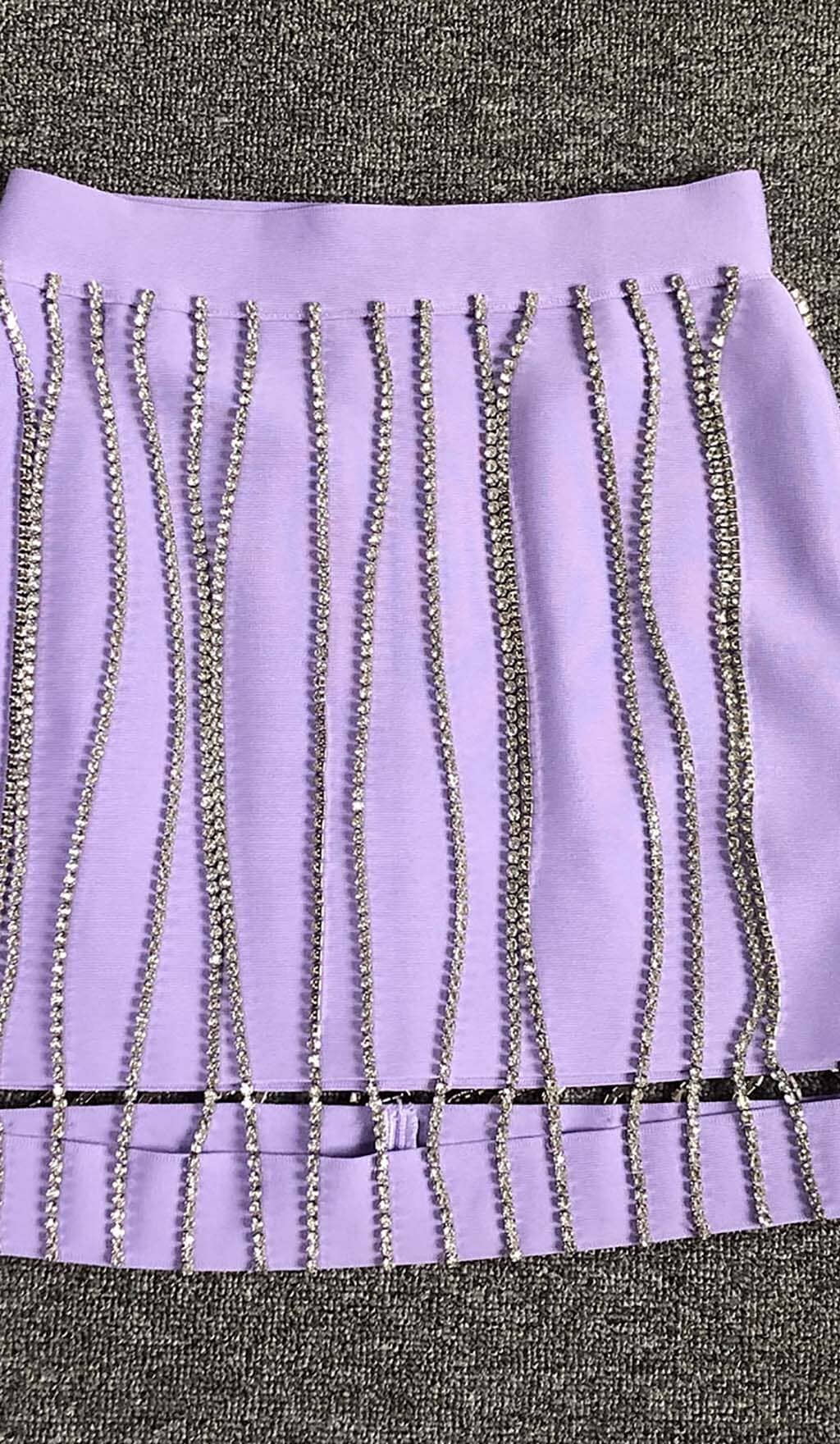 CRYSTAL TASSEL BANDAGE MINI DRESS FOR PARTY