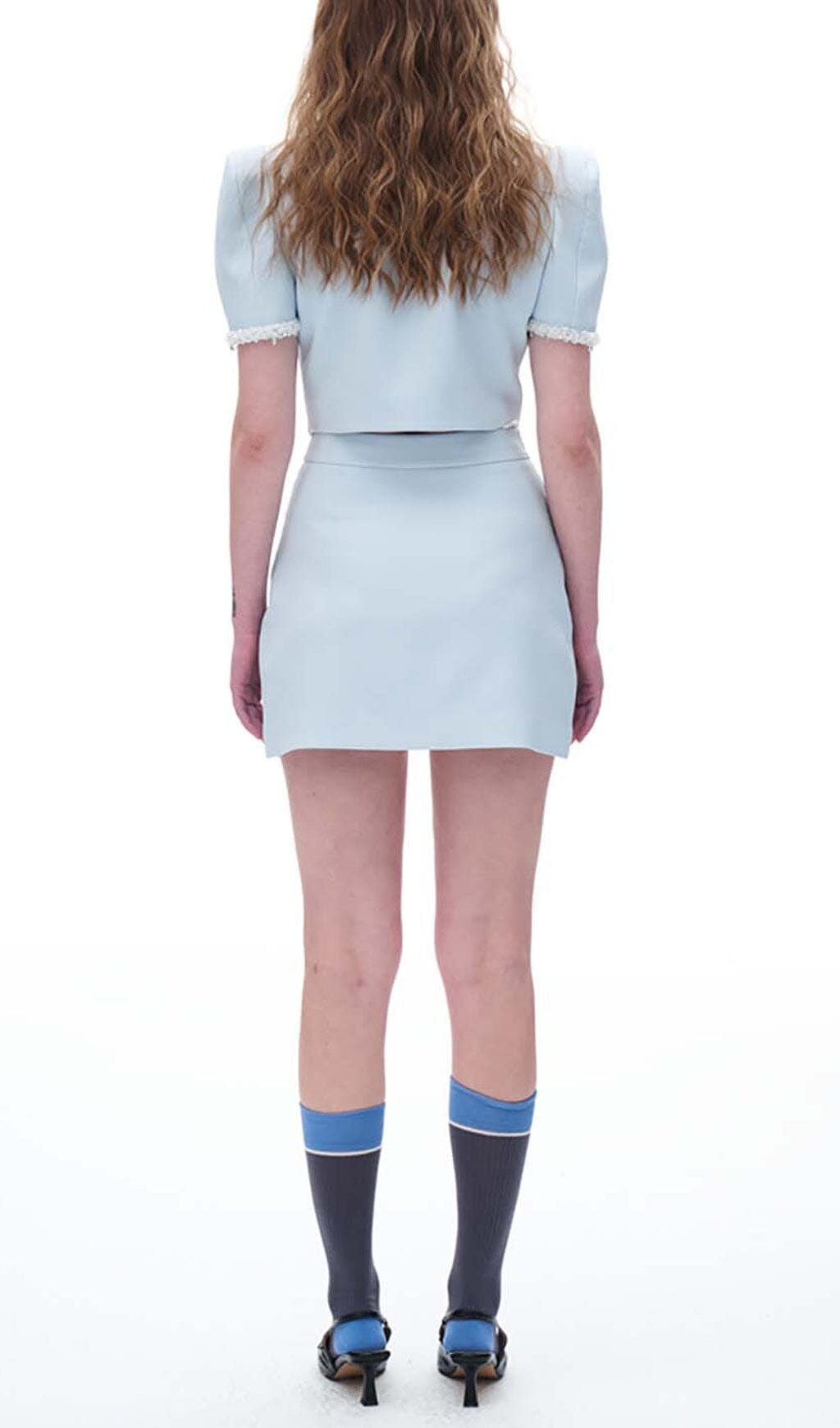 CRYSTAL TRIM SKY BLUE TWO PIECE SET
