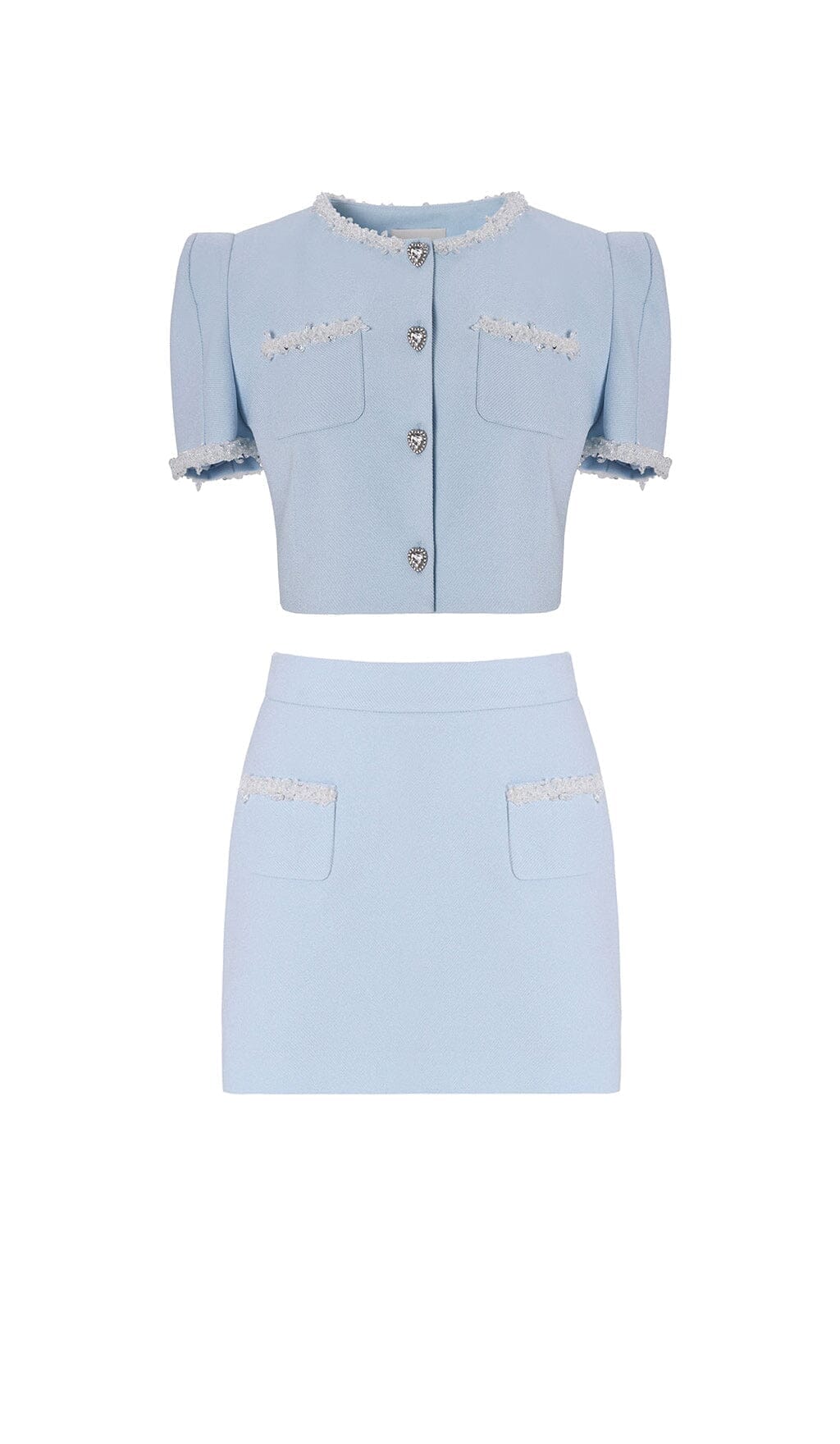 CRYSTAL TRIM SKY BLUE TWO PIECE SET