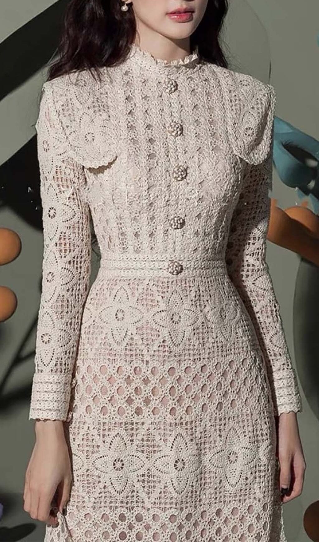 WHITE CUTOUT MOCK NECK SLIM MIDI DRESS