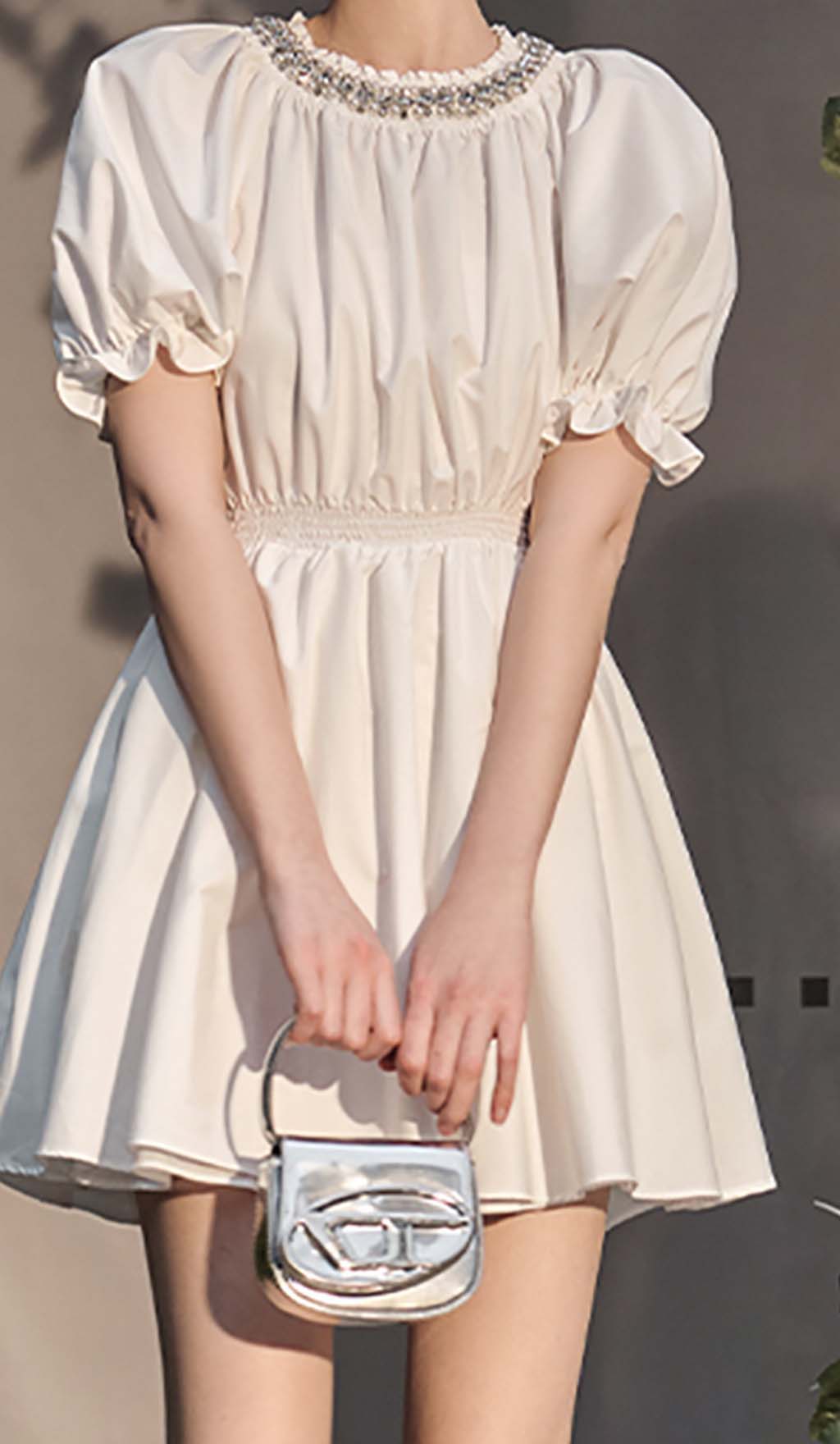 CYSTAL-NECK-PUFF-SLEEVE-MINI-DRESS-2 CRYSTAL NECK PUFF SLEEVE MINI DRESS FOR EVENING