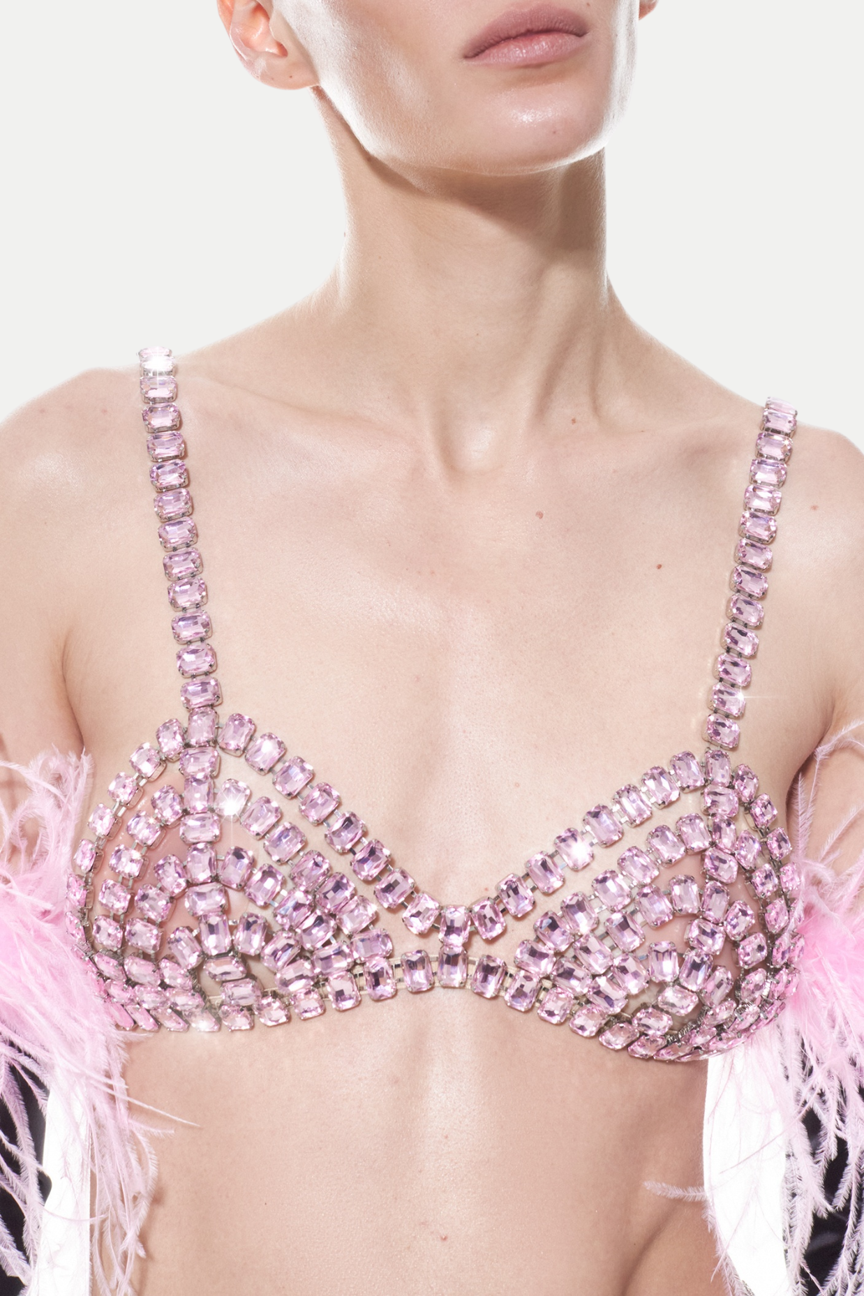 CRYSTAL SILVER BRA | GLITTERING PARTY TOP
