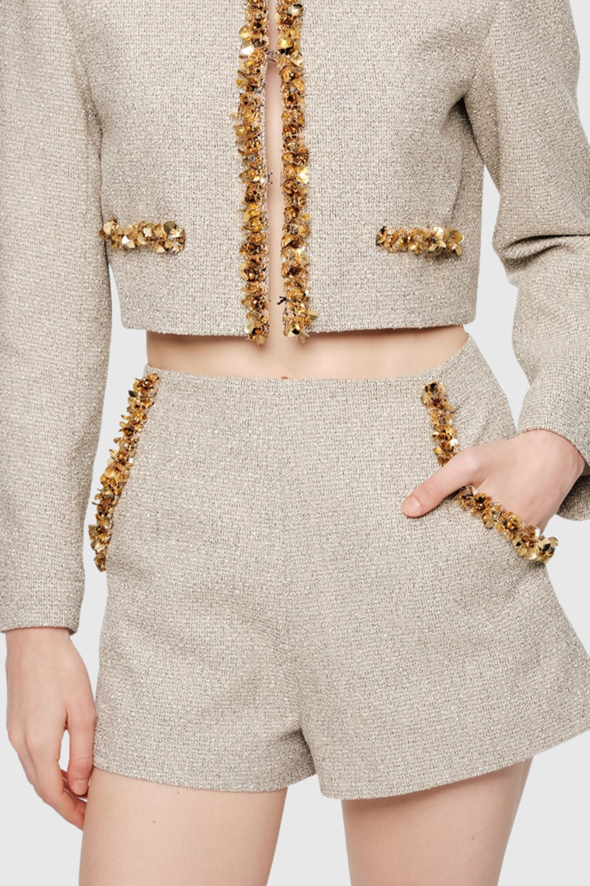 EVANGELINE SEQUIN JACKET APRICOT PARTY BLAZER