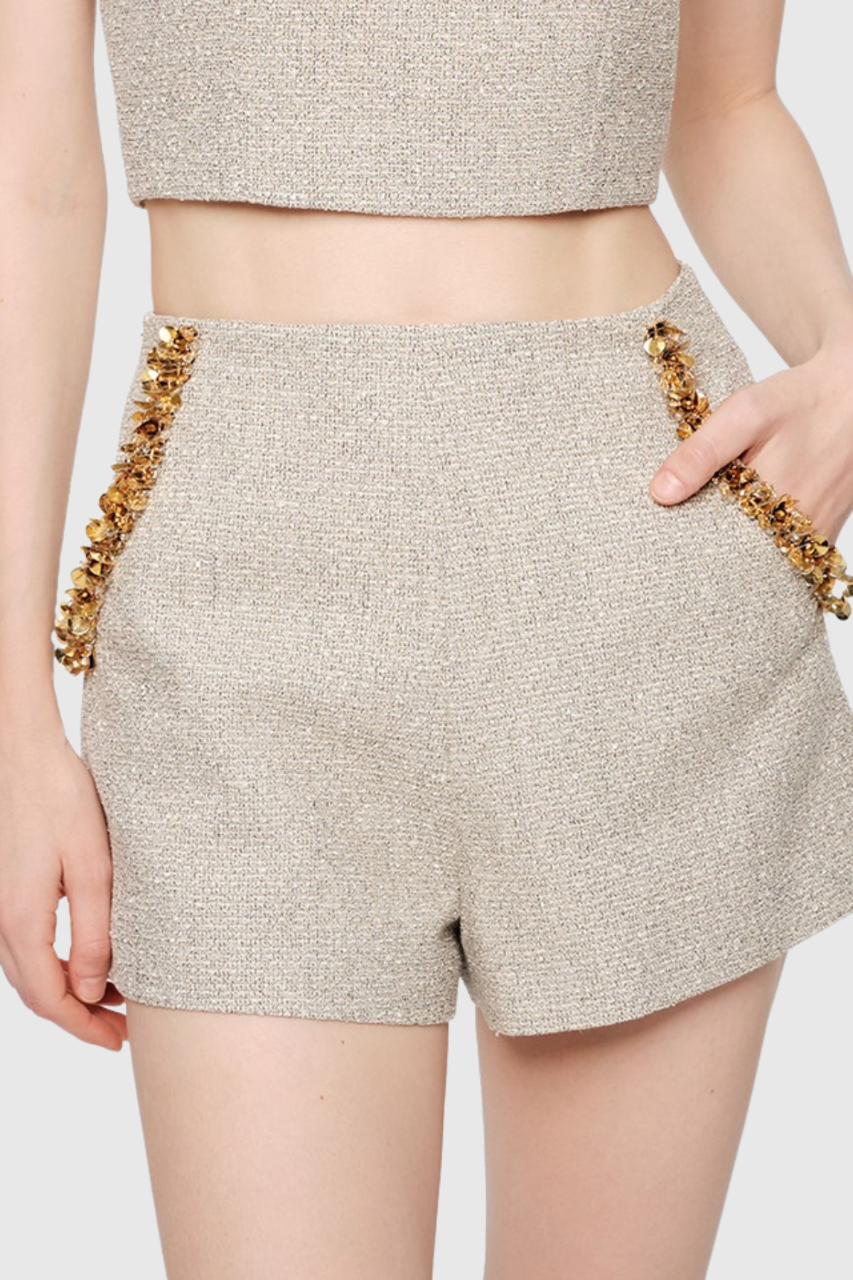 EVANGELINE SEQUIN APRICOT TOP FOR PARTY NIGHTS