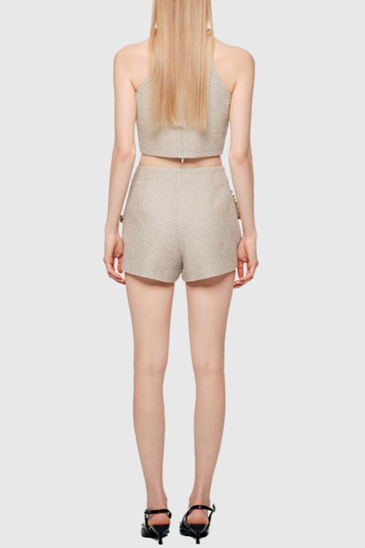 EVANGELINE SEQUIN APRICOT TOP FOR PARTY NIGHTS