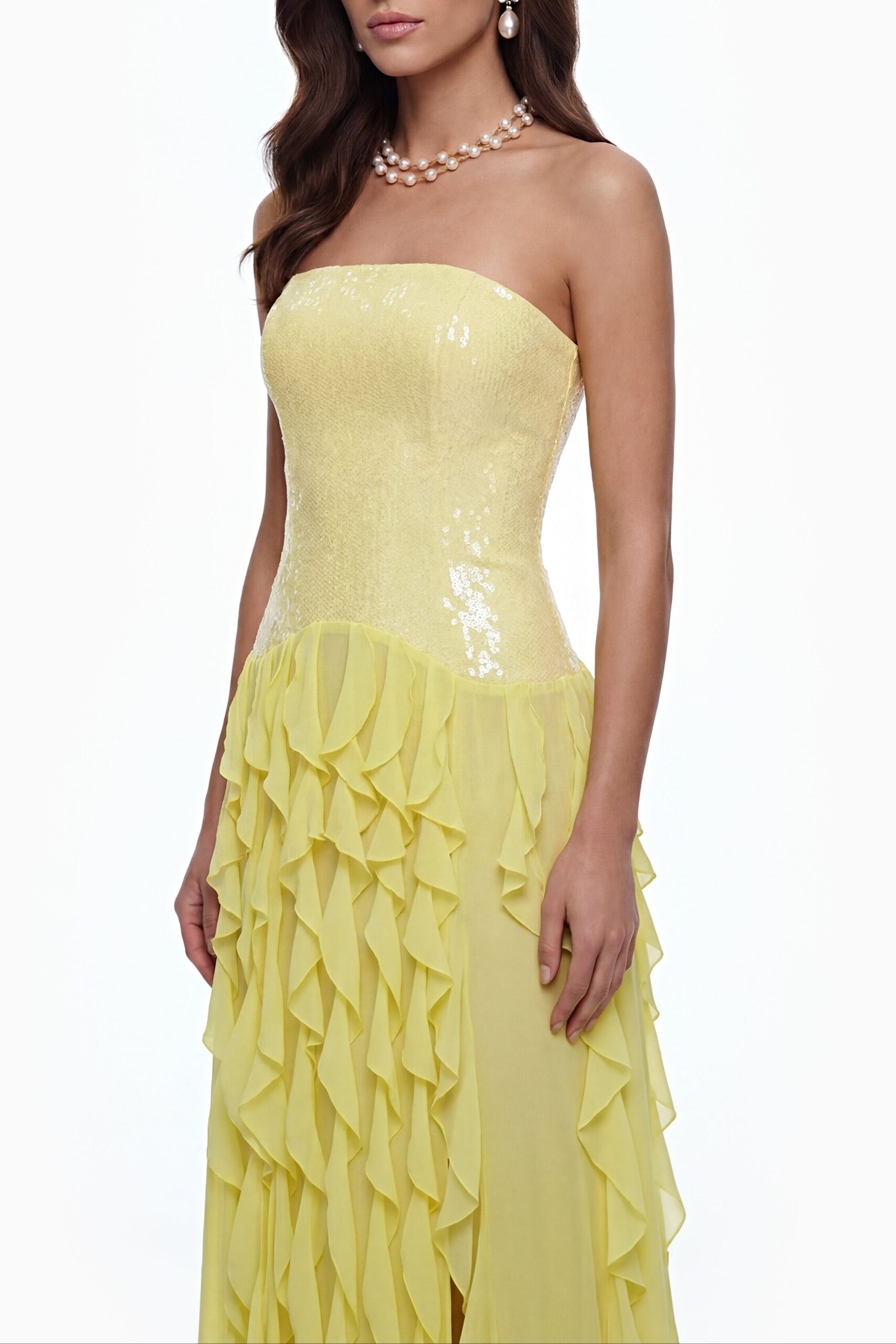 FLORENCE OFF-SHOULDER RUFFLE MAXI DRESS YELLOW