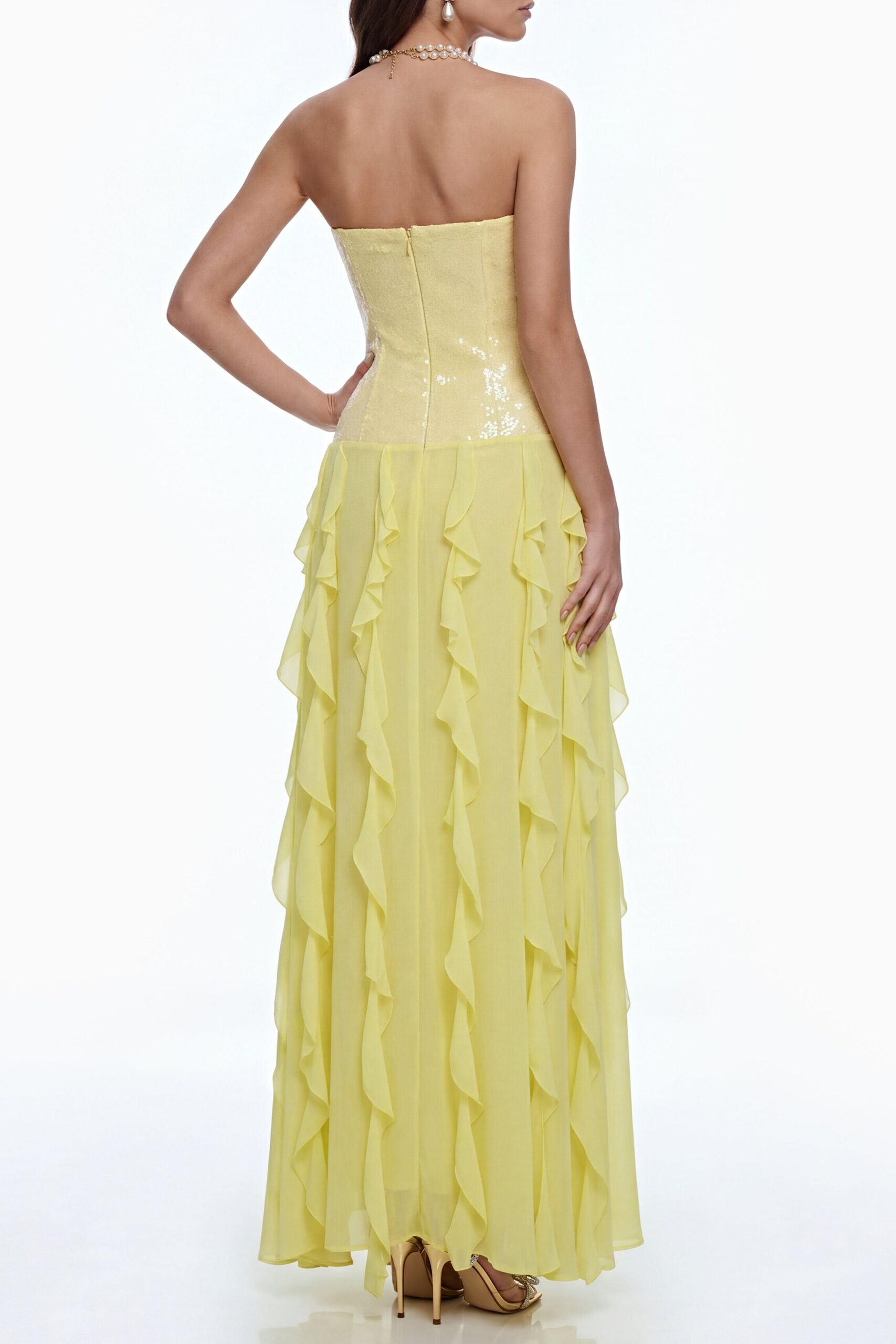 FLORENCE OFF-SHOULDER RUFFLE MAXI DRESS YELLOW