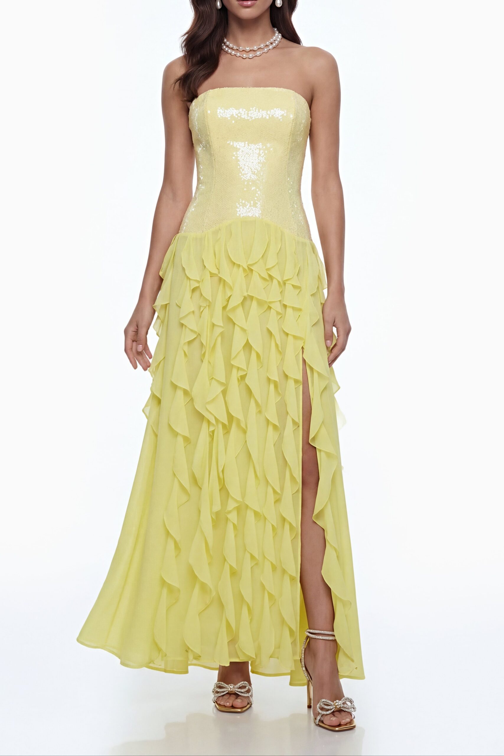 FLORENCE OFF-SHOULDER RUFFLE MAXI DRESS YELLOW