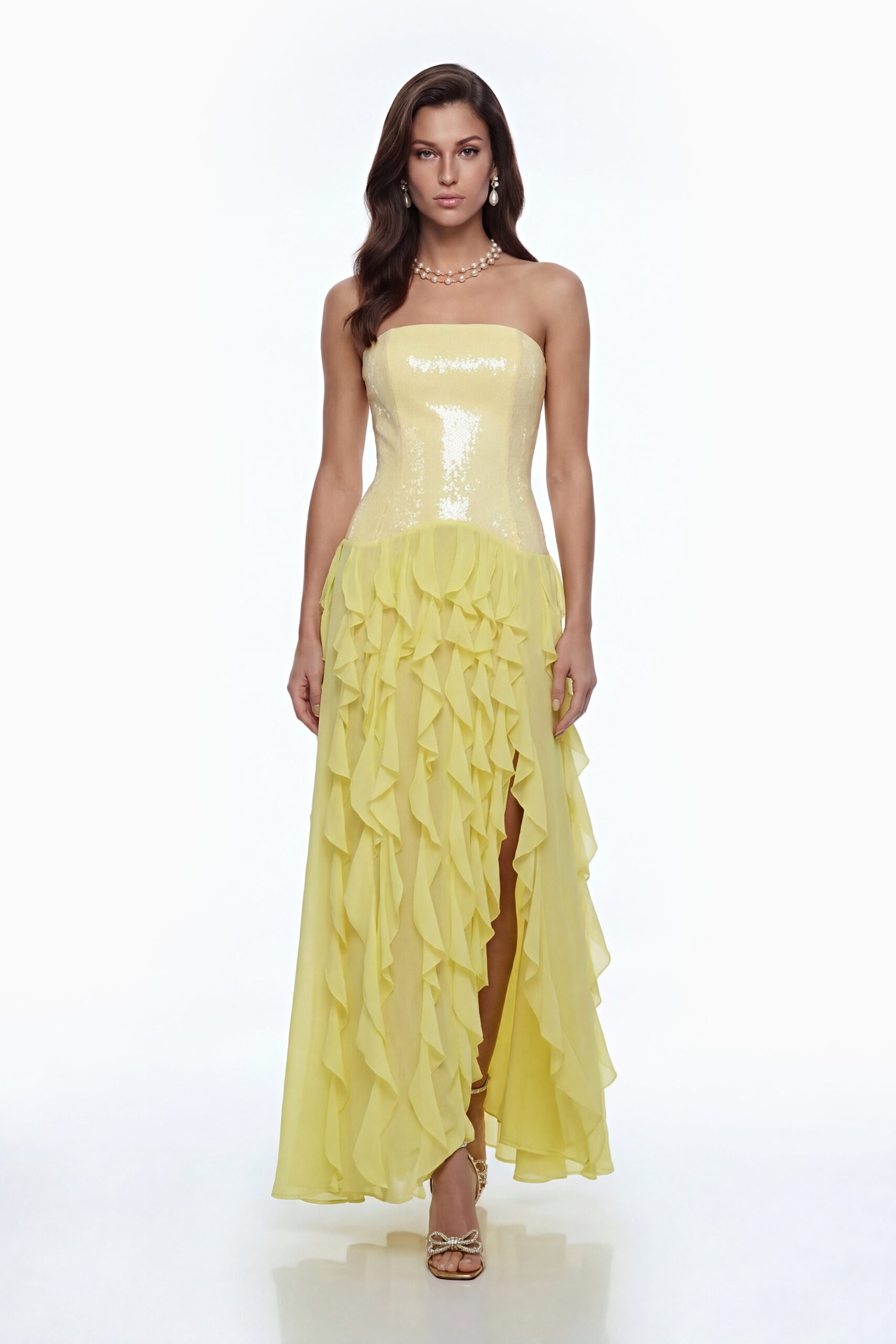 FLORENCE OFF-SHOULDER RUFFLE MAXI DRESS YELLOW