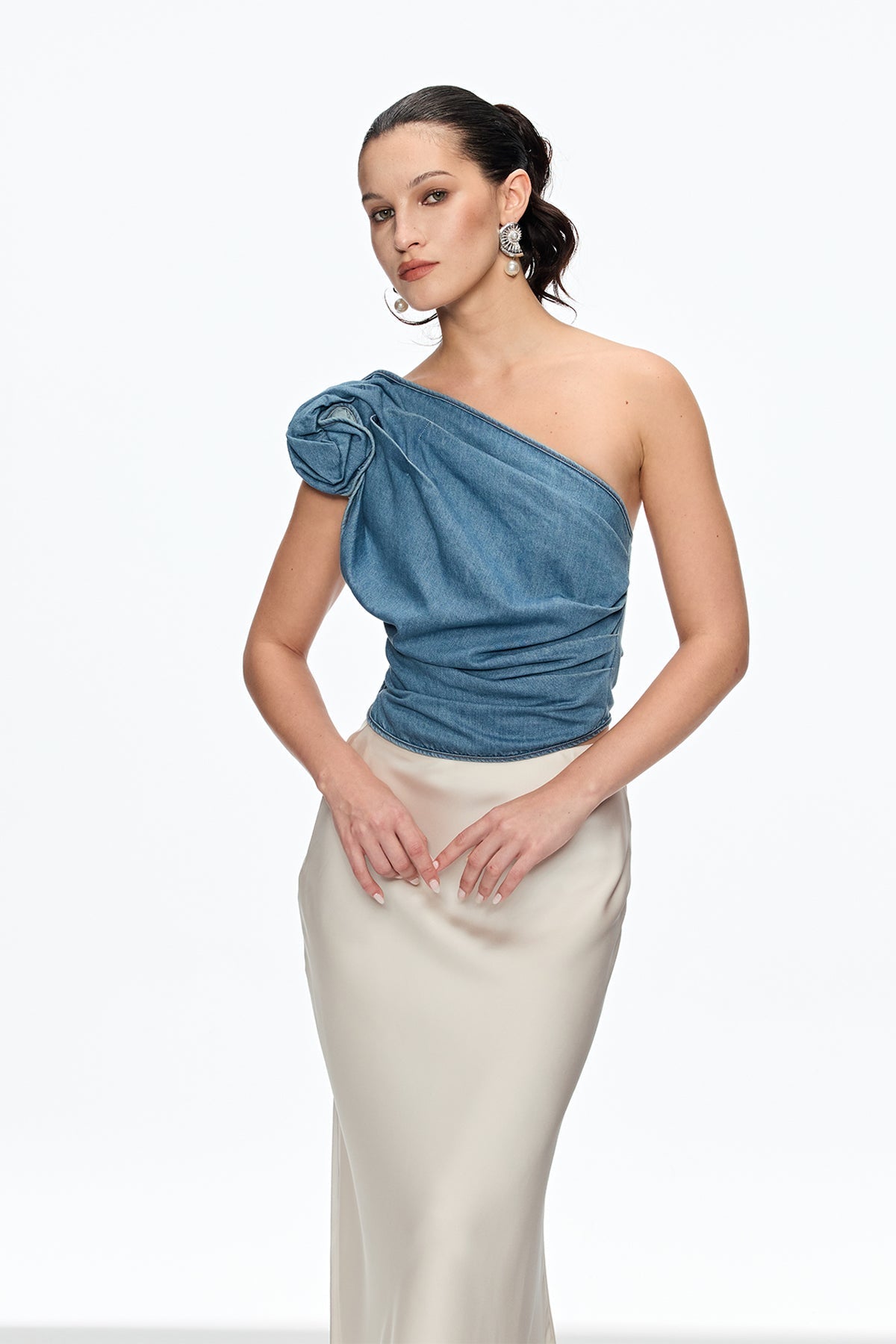 FLORENCE ONE SHOULDER FLORAL TOP FOR WEDDING GUEST