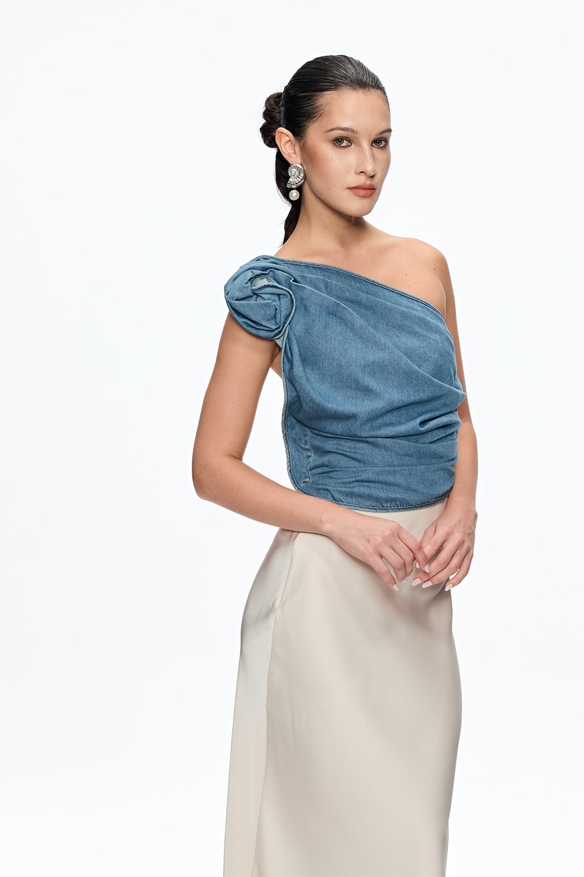 FLORENCE ONE SHOULDER FLORAL TOP FOR WEDDING GUEST