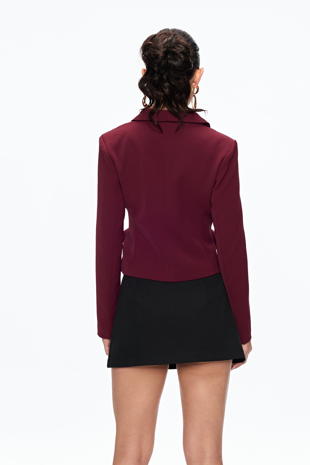 ASHLEY FLOWER PLUNGE BLAZER BURGUNDY WEDDING