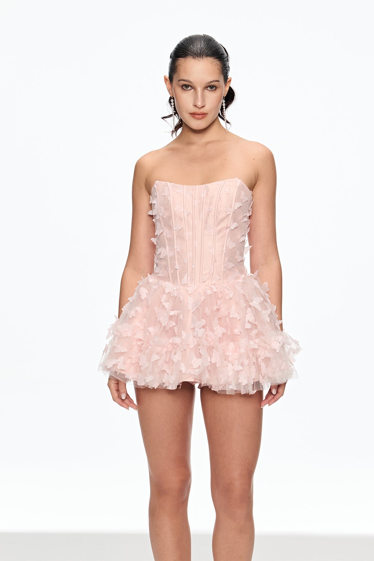 AURORA PINK PUFFY CORSET MINI DRESS