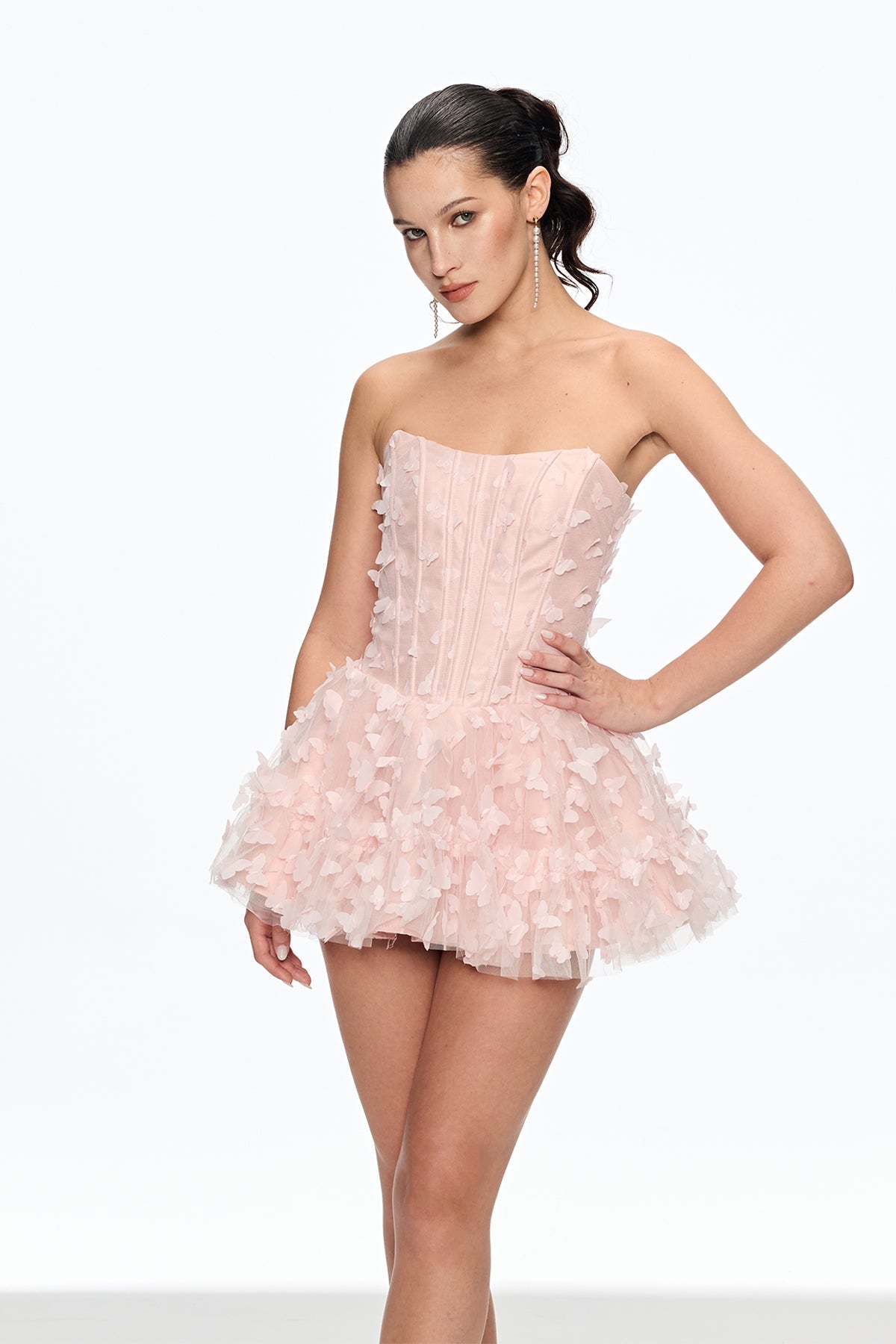 AURORA PINK PUFFY CORSET MINI DRESS