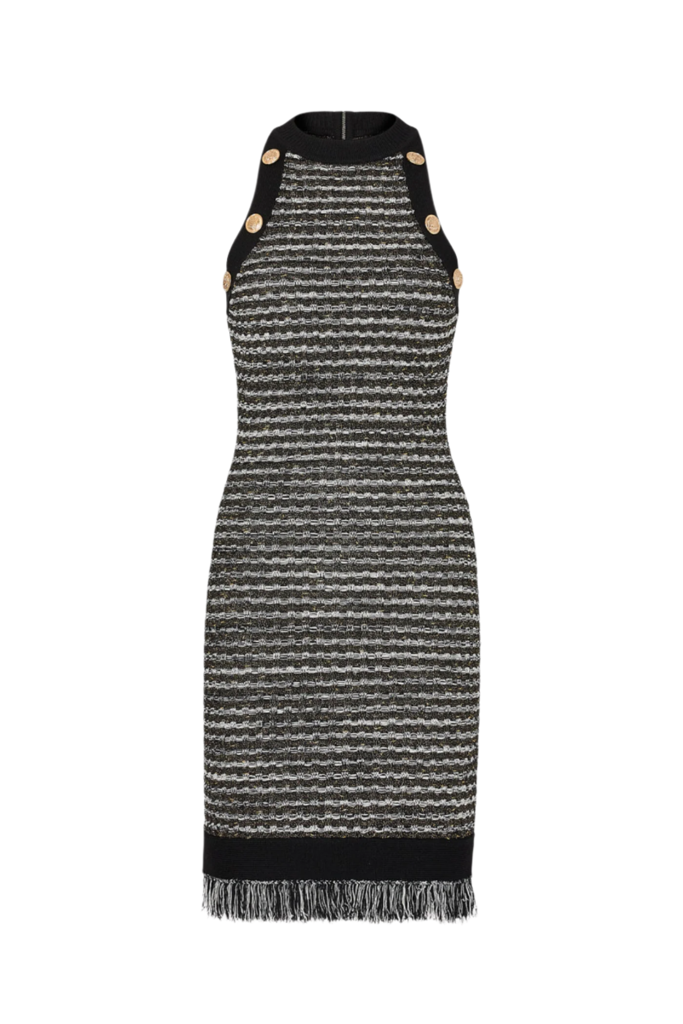 CAILEAN FRINGE TWEED SLEEVELESS MINI DRESS FOR PARTY