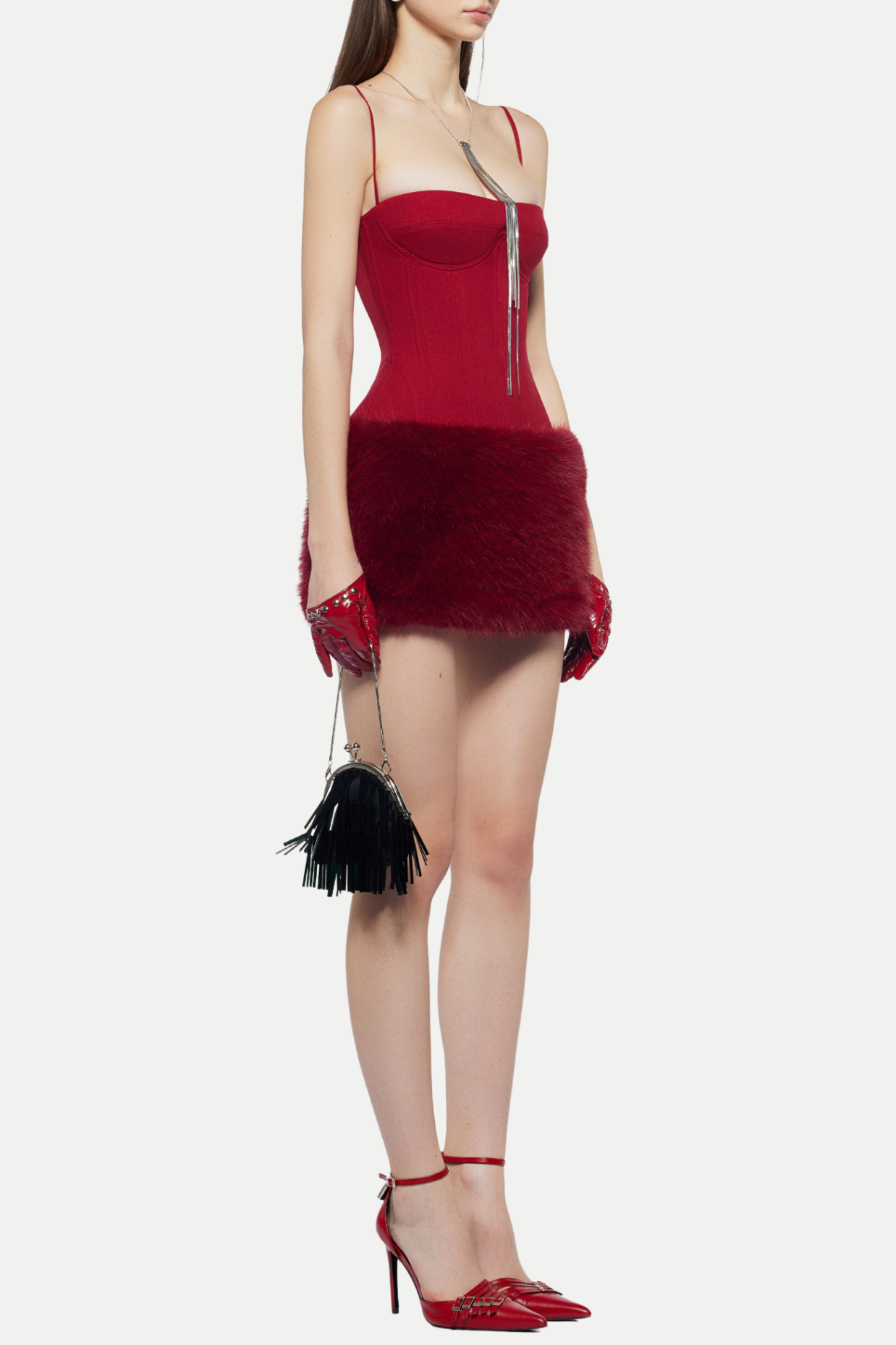 FAUX FUR MINI DRESS FOR PARTY NIGHTS