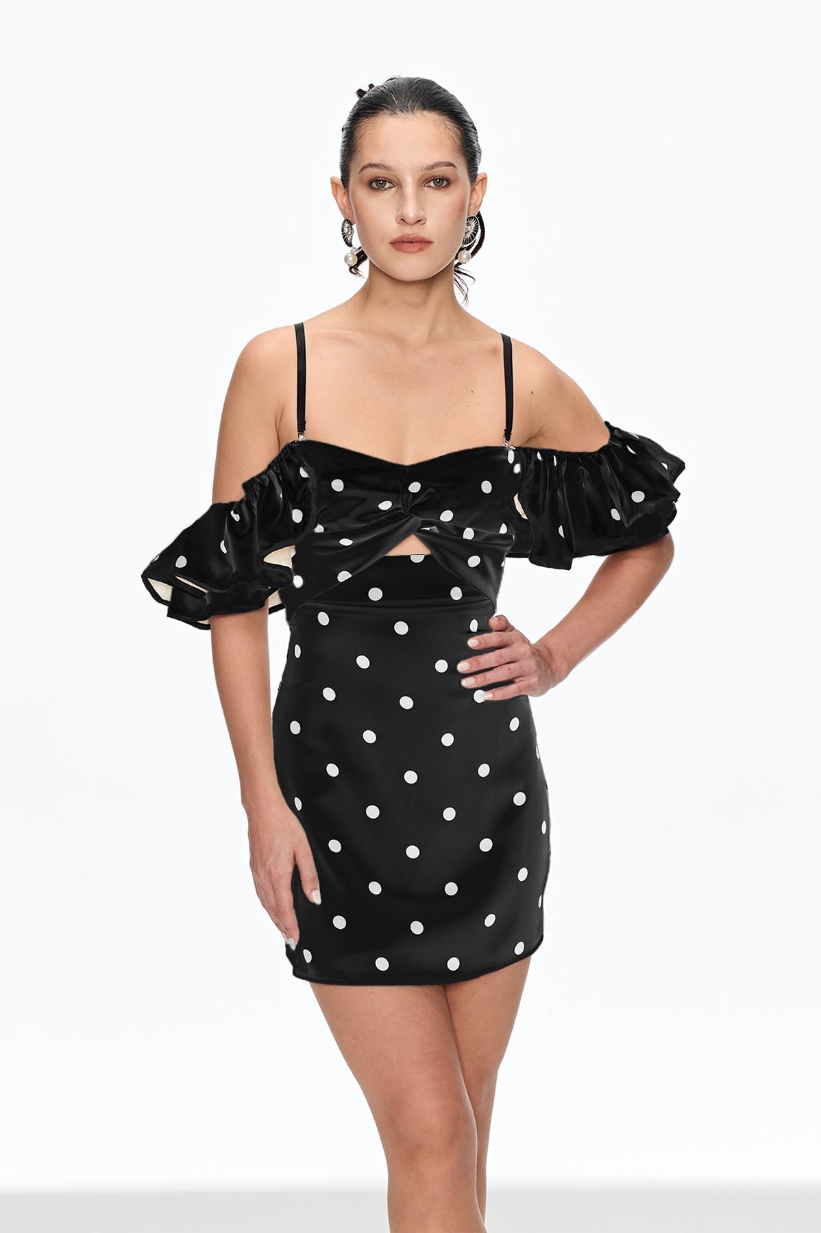 HERMOSA OFF-SHOULDER MINI DRESS BLACK