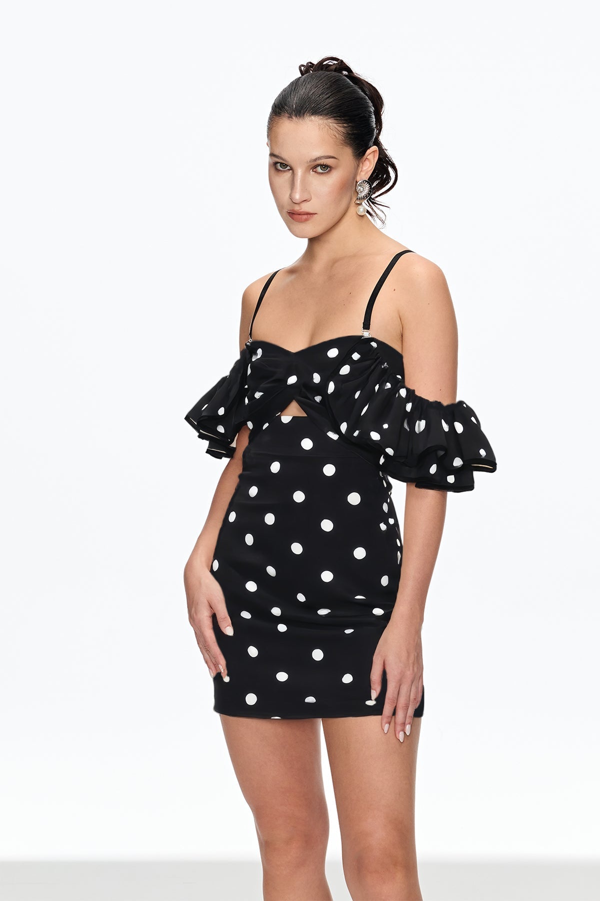 HERMOSA OFF-SHOULDER MINI DRESS BLACK