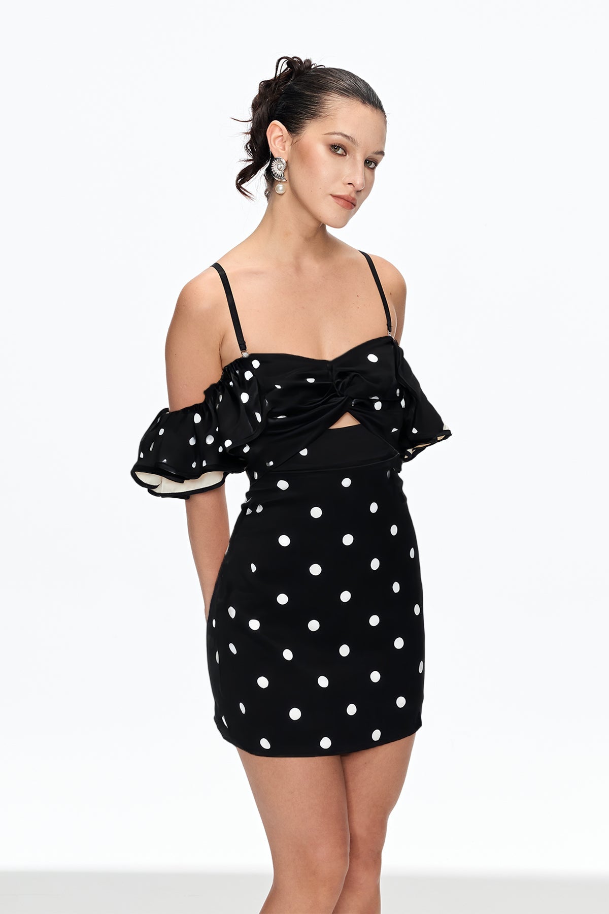 HERMOSA OFF-SHOULDER MINI DRESS BLACK