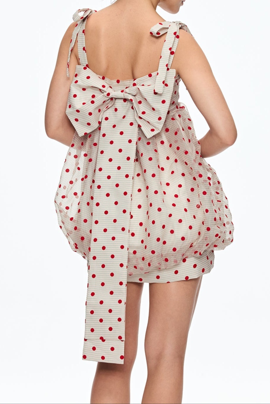 CajaDotGridBowMiniDress_1 JENNIFER DOT BOW MINI DRESS FOR PARTIES