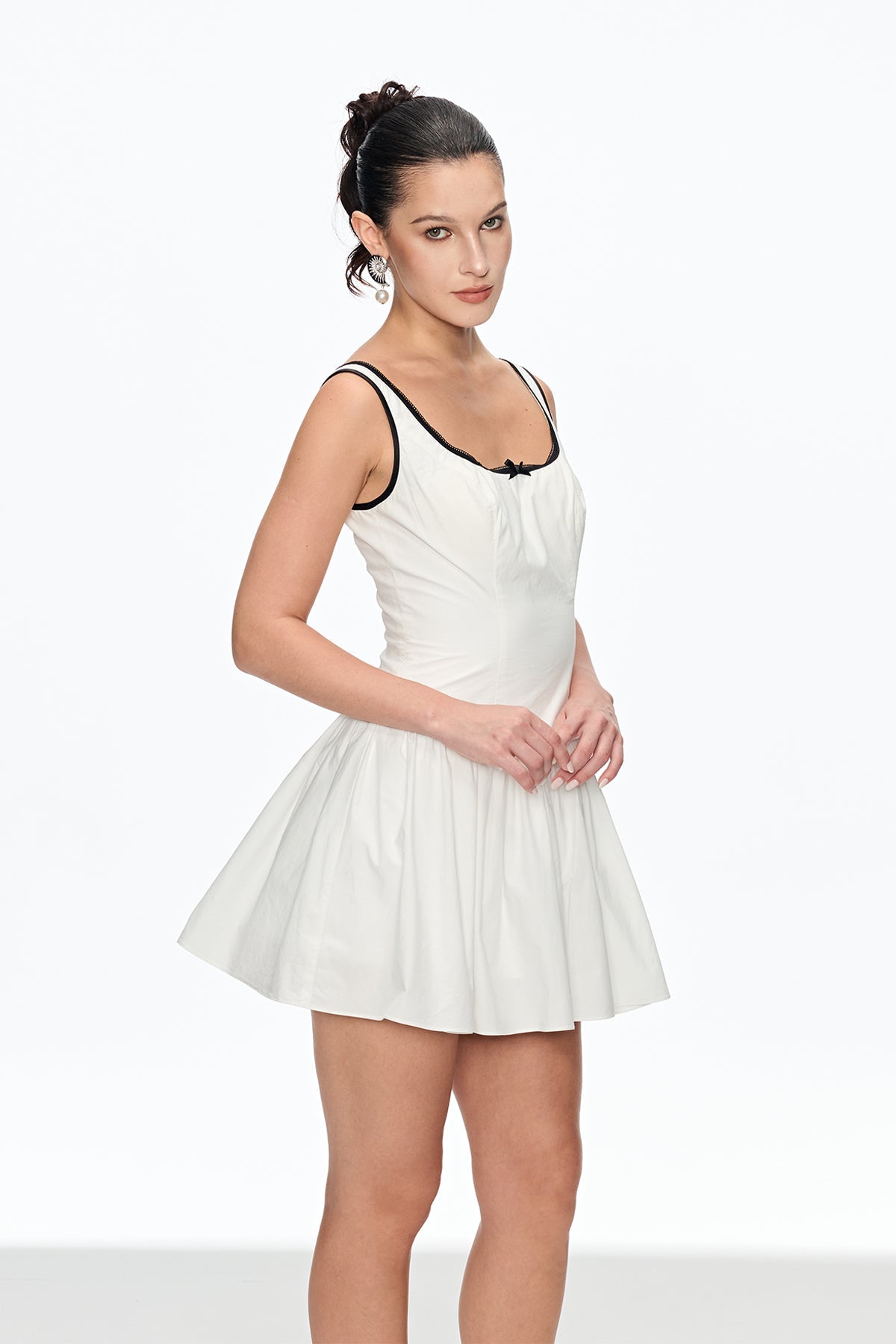IRENE SLEEVELESS RUCH MINI DRESS WHITE WEDDING