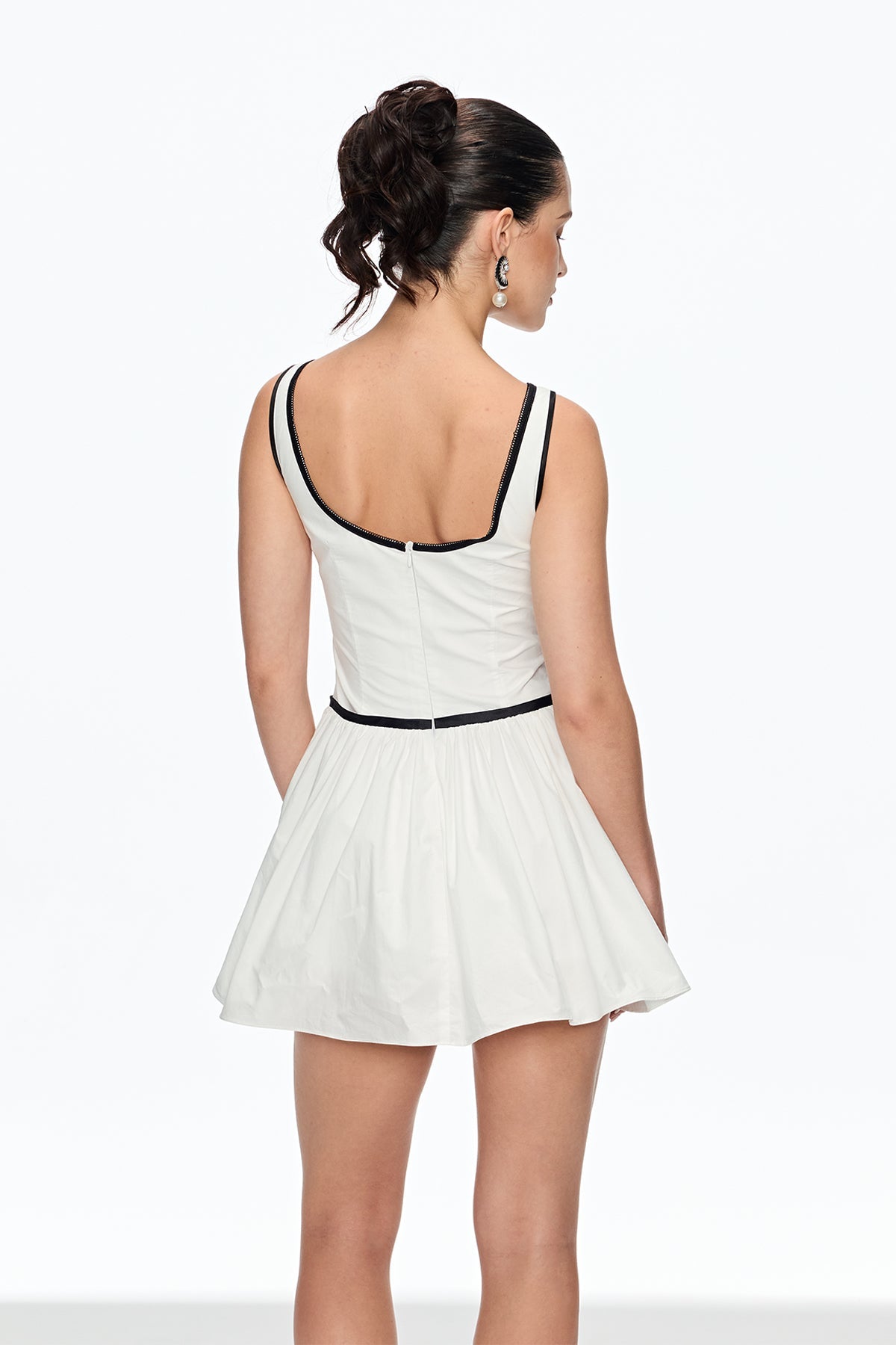 IRENE SLEEVELESS RUCH MINI DRESS WHITE WEDDING