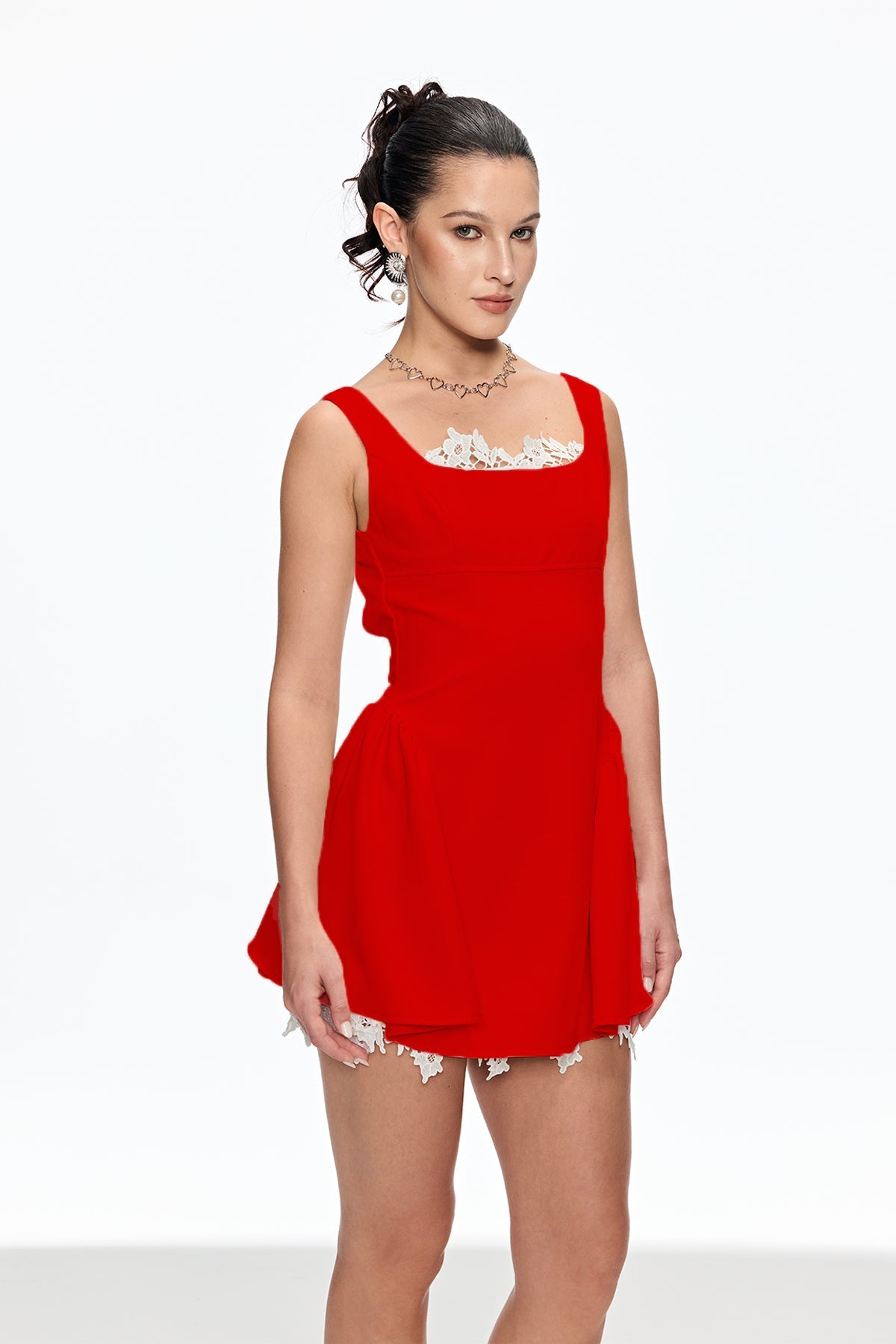 LORRAINE SLEEVELESS MINI DRESS - RED PARTY WEAR