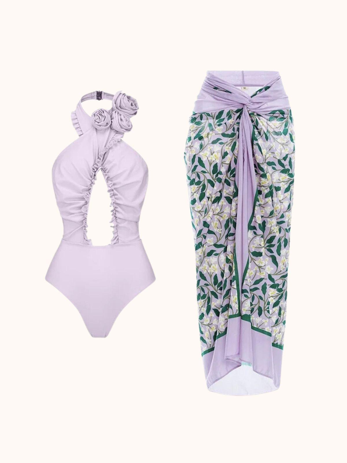 CALLY HALTERNECK BIKINI SET LILAC VACATION