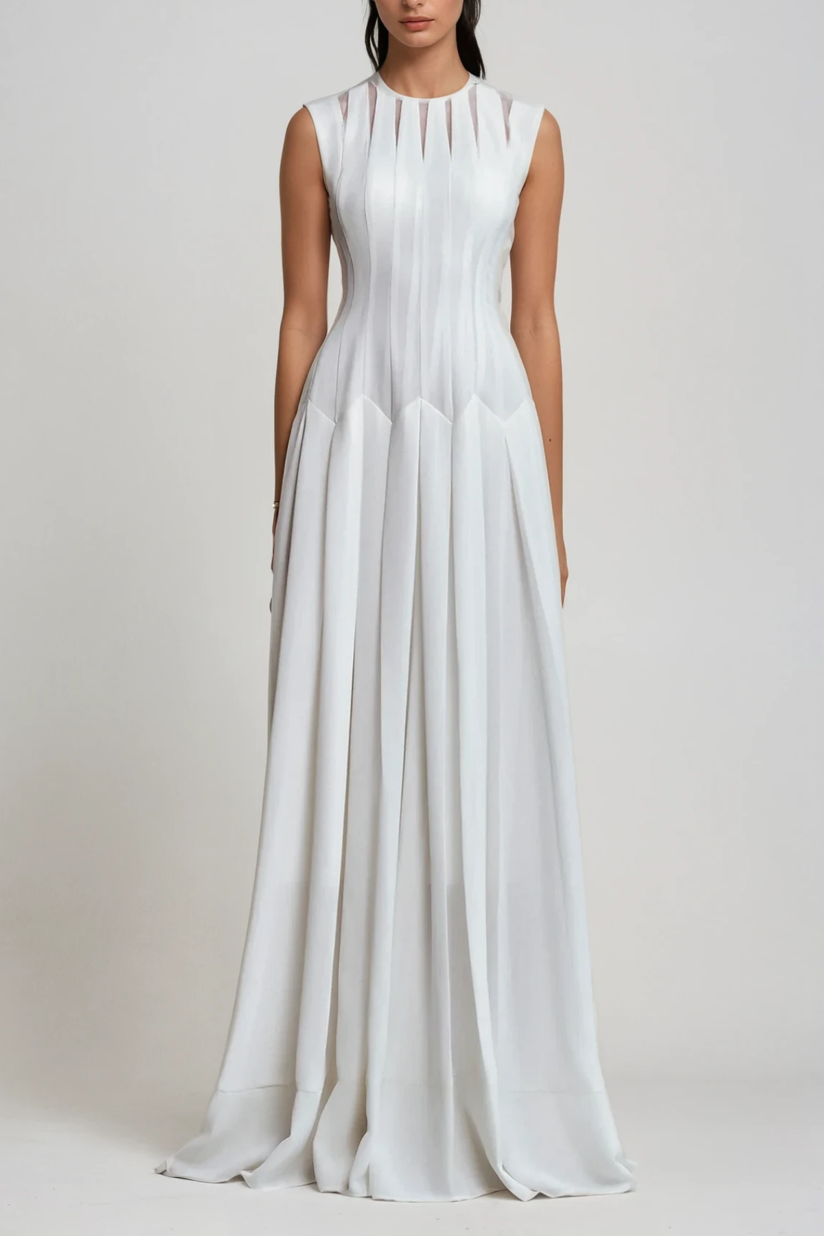 CambriaRuchRuffleSleevelessMaxiDress_1 JOYCE RUCHED RUFFLE SLEEVELESS MAXI DRESS