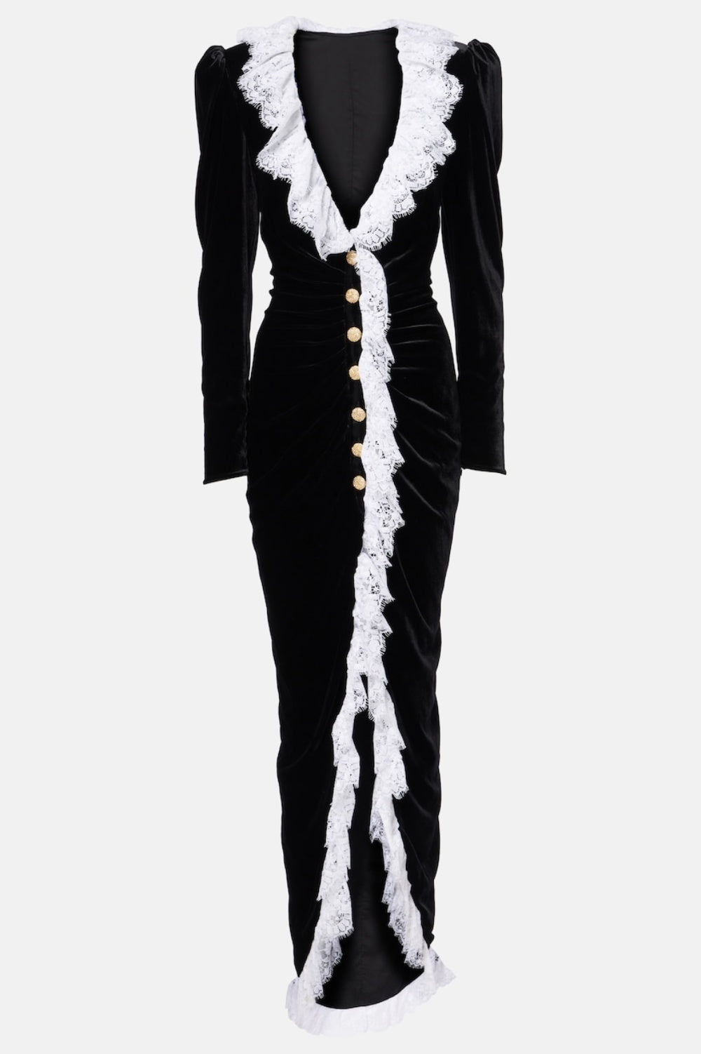 CANNIA VELVET LACE MAXI DRESS FOR FORMAL OCCASIONS