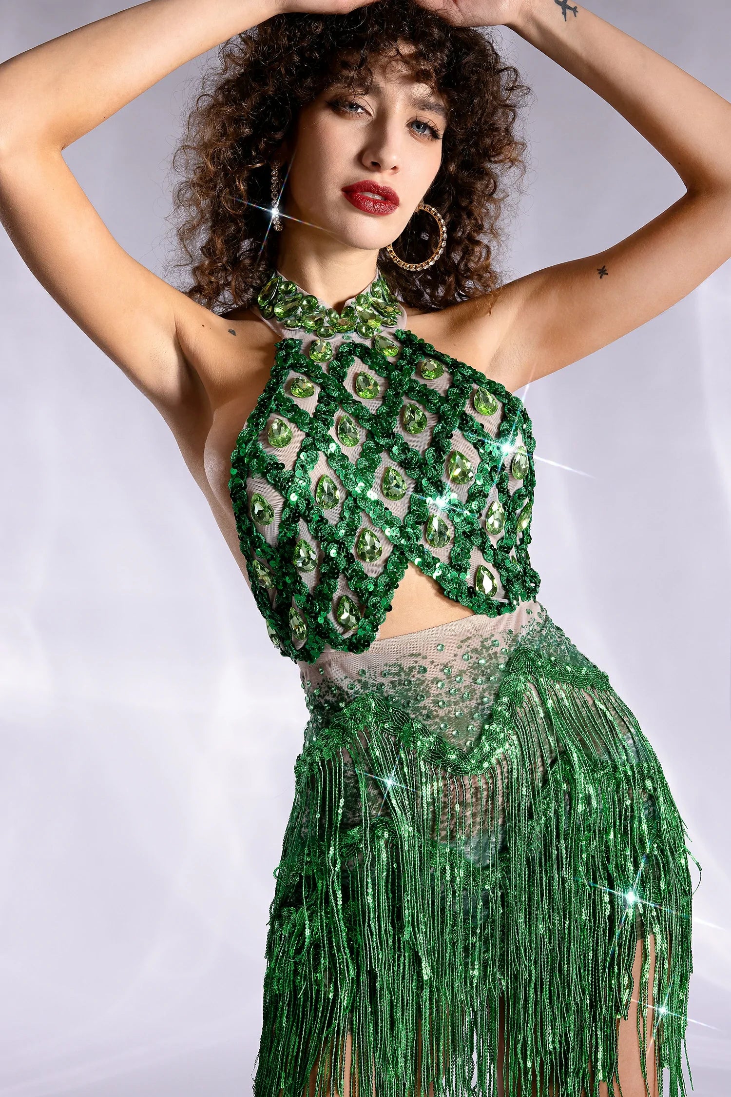 PRE-SALE ATHINA CUTOUT FRINGE MESH PARTY DRESS