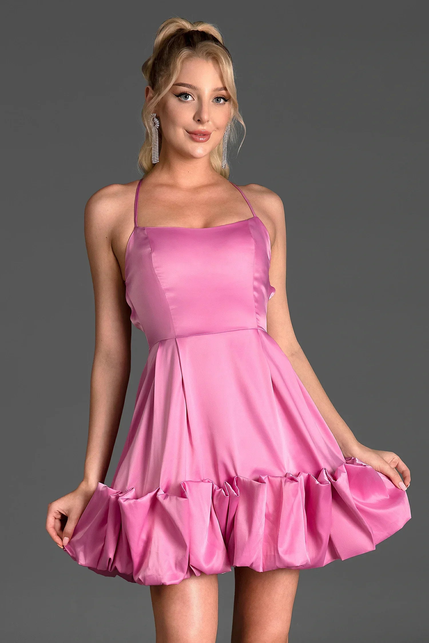 SPIRIDON RUFFLE BACKLESS MINI DRESS