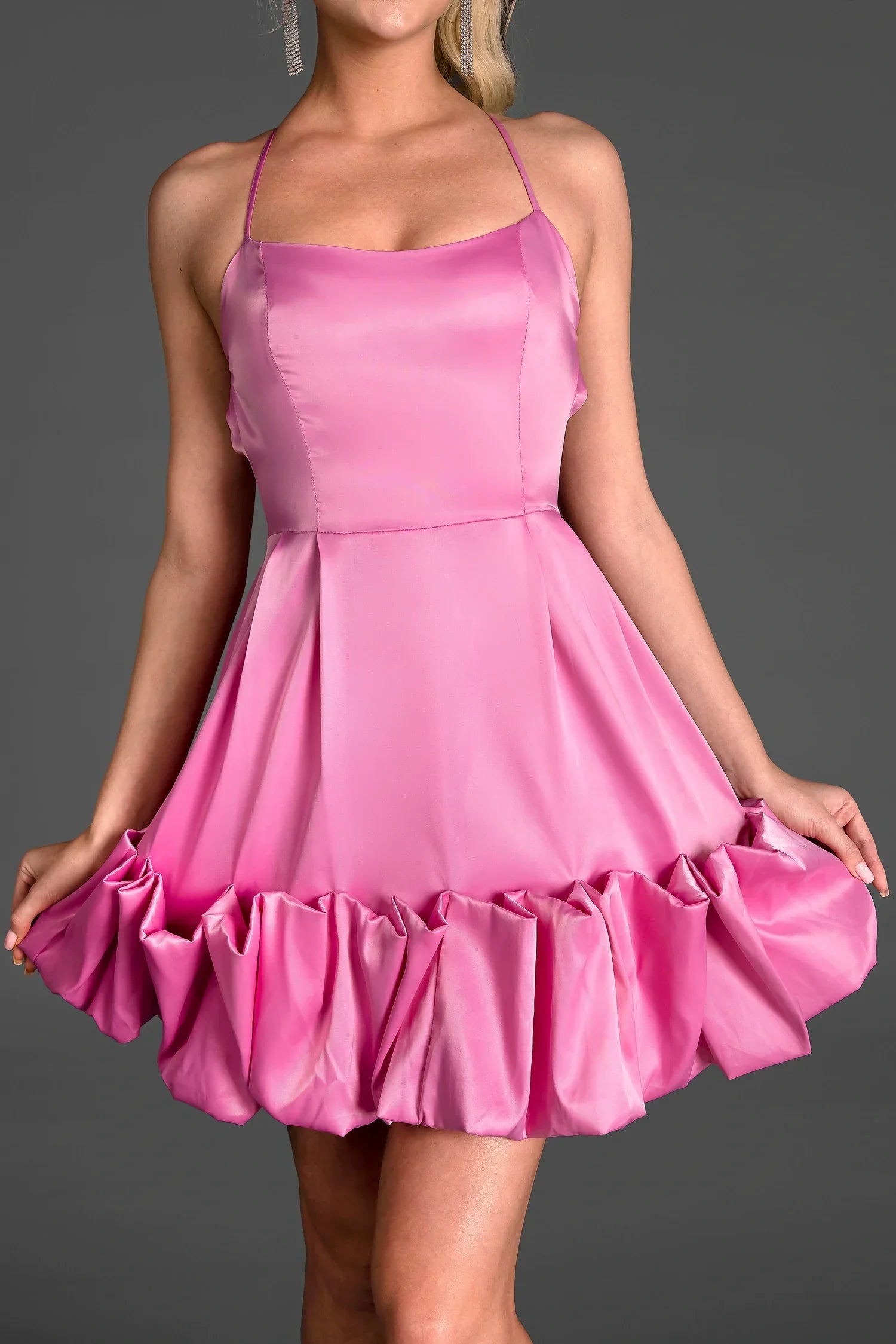 SPIRIDON RUFFLE BACKLESS MINI DRESS