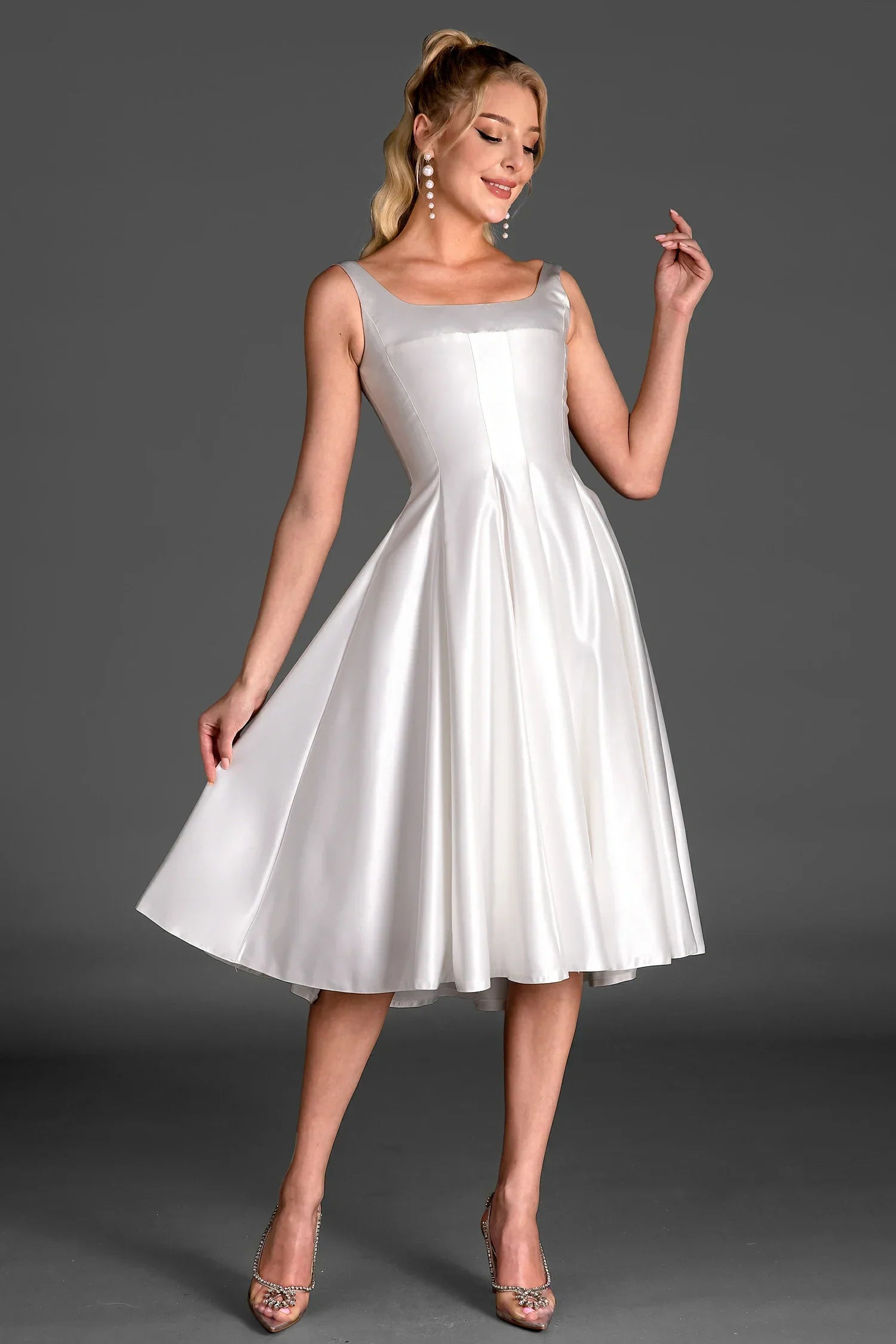 KATINA STRAP SATIN DRESS FOR WEDDING GUEST