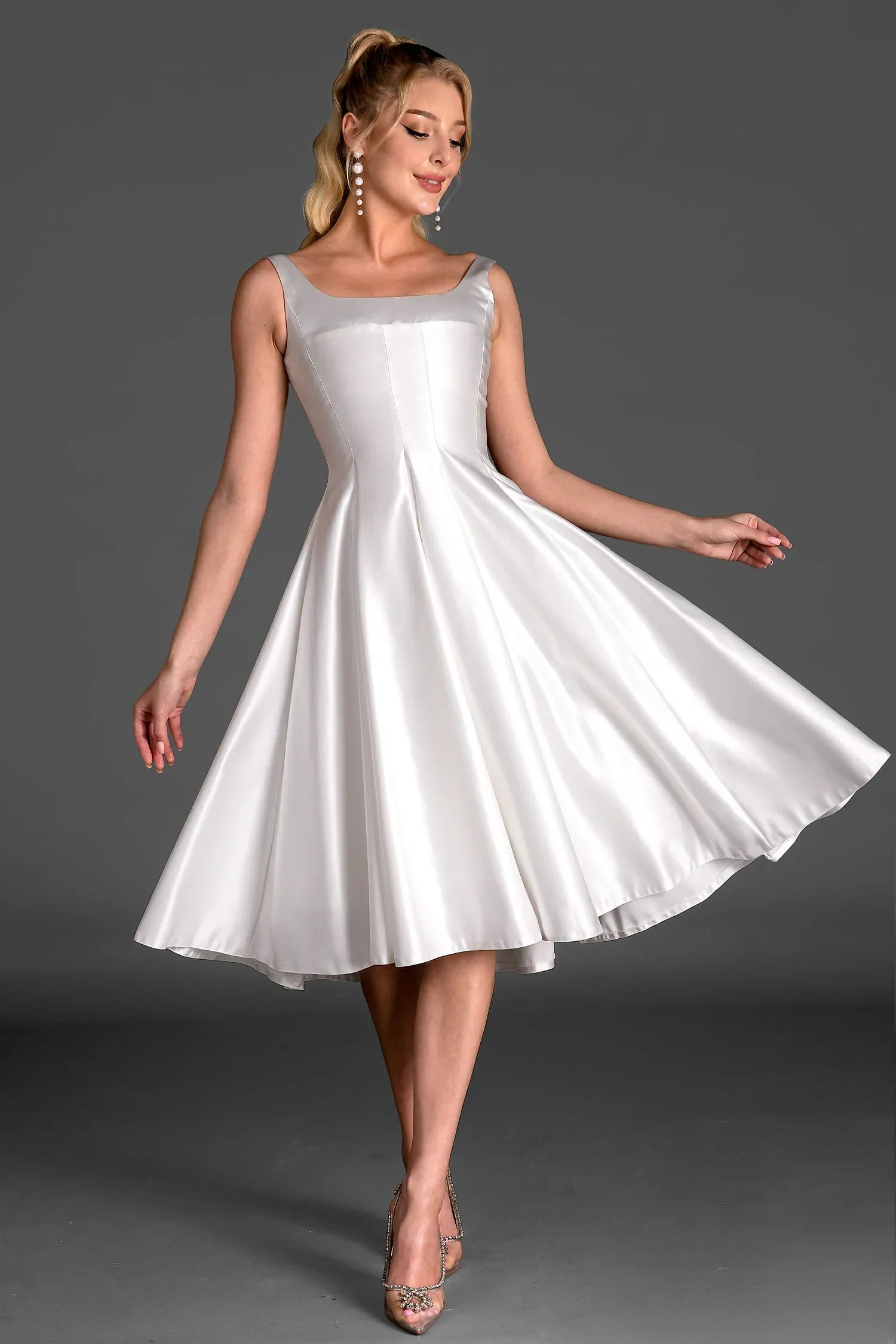 KATINA STRAP SATIN DRESS FOR WEDDING GUEST