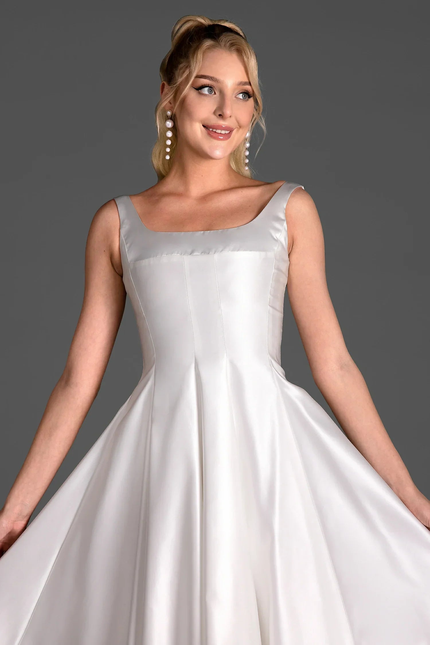 KATINA STRAP SATIN DRESS FOR WEDDING GUEST
