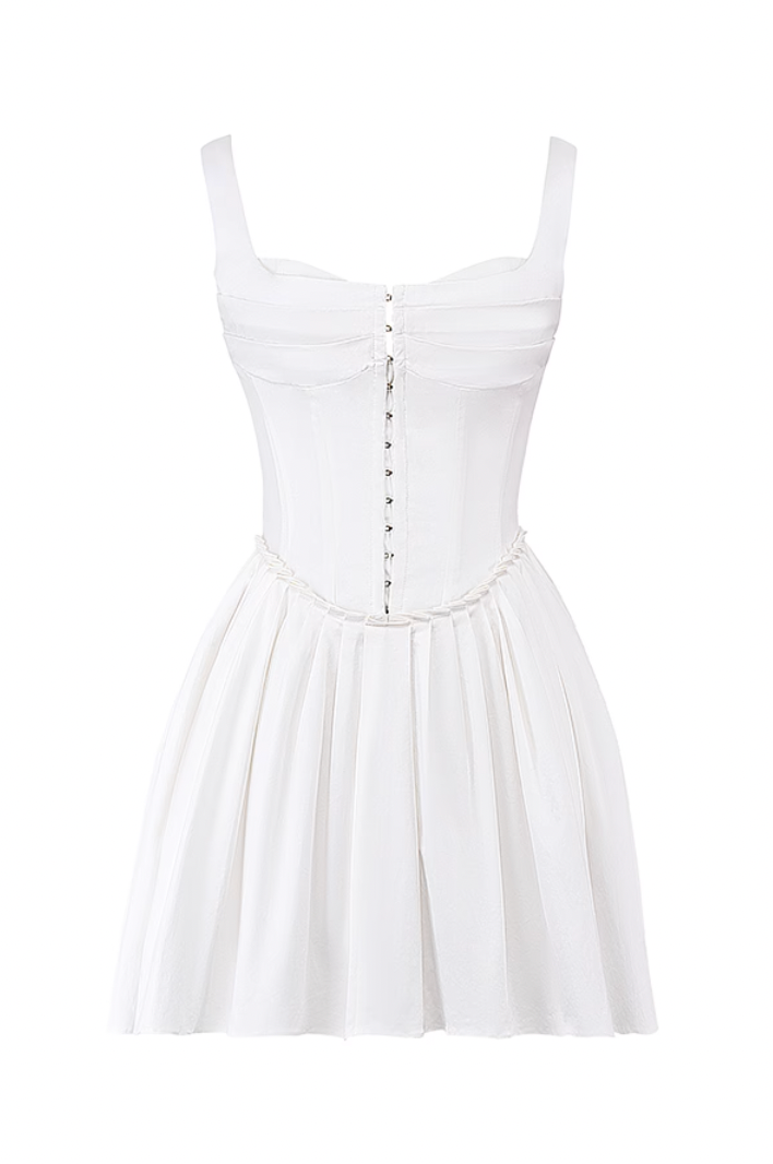 SCARLET PLEATED MINI DRESS FOR PARTY