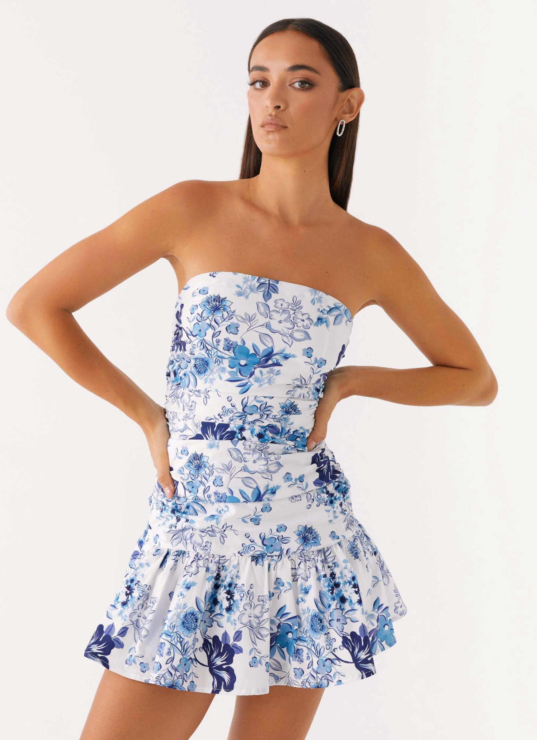 CARMEN MINI DRESS IN SERENE SKY FLORAL