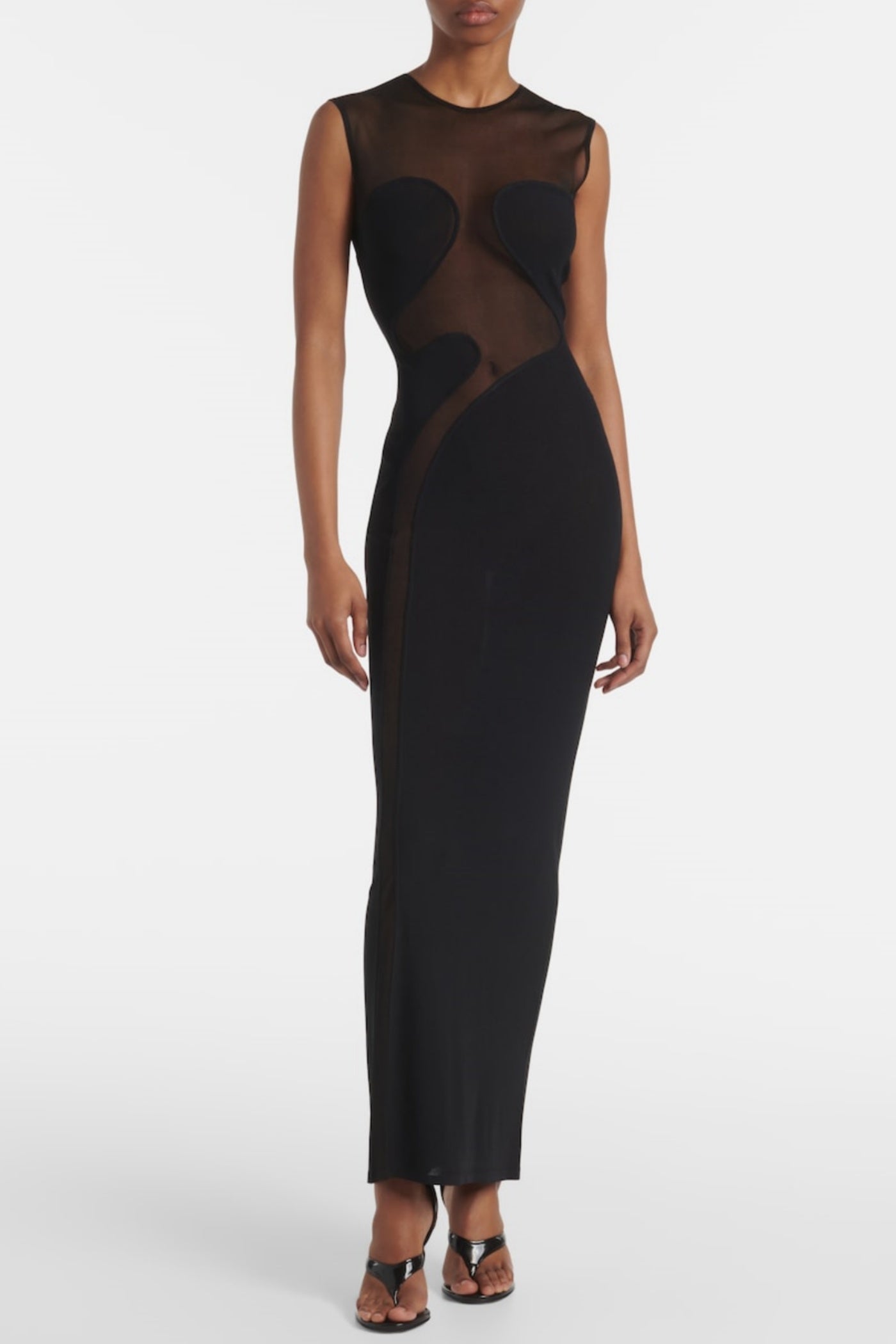 CARMINA MESH MAXI BANDAGE DRESS, BLACK