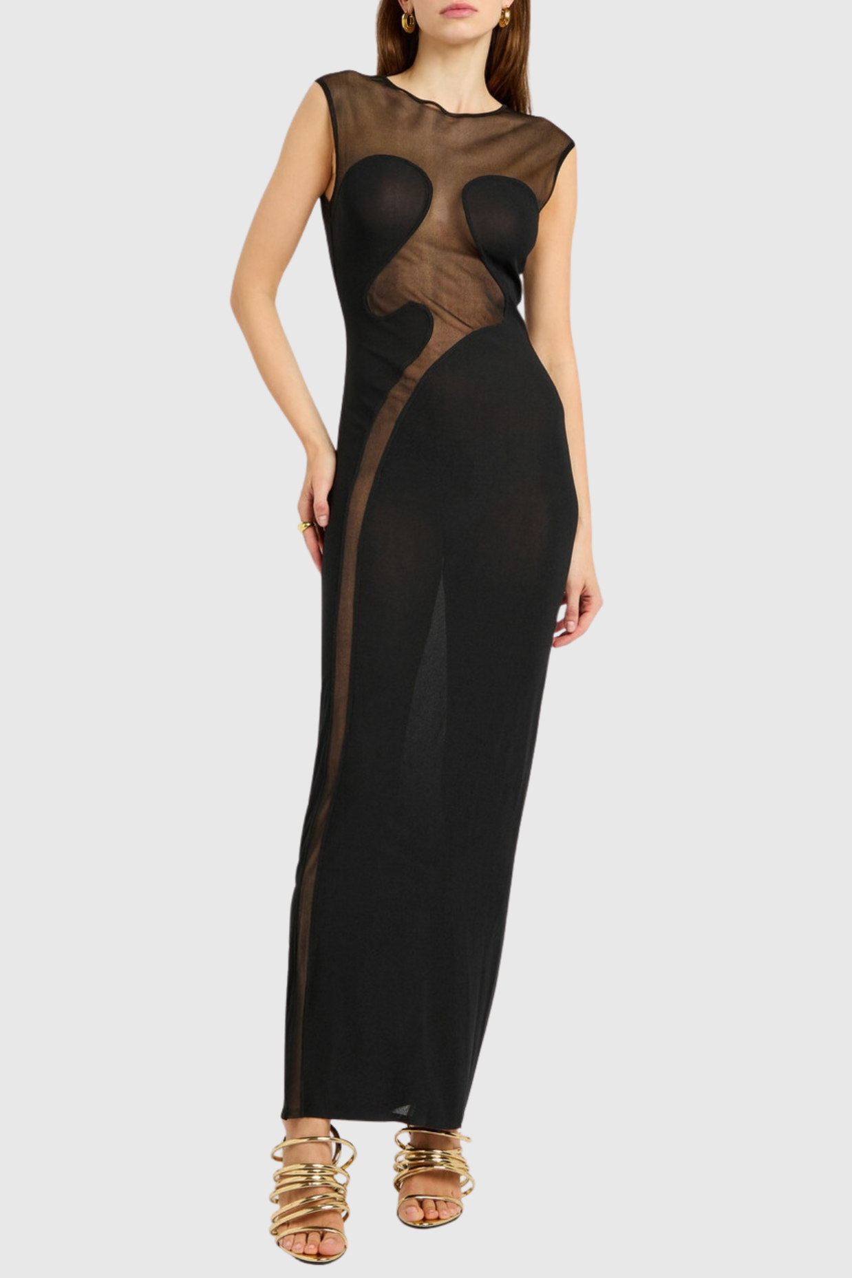 CarminaMeshPaneledMaxiBandageDress-Black_1 CARMINA MESH MAXI BANDAGE DRESS, BLACK
