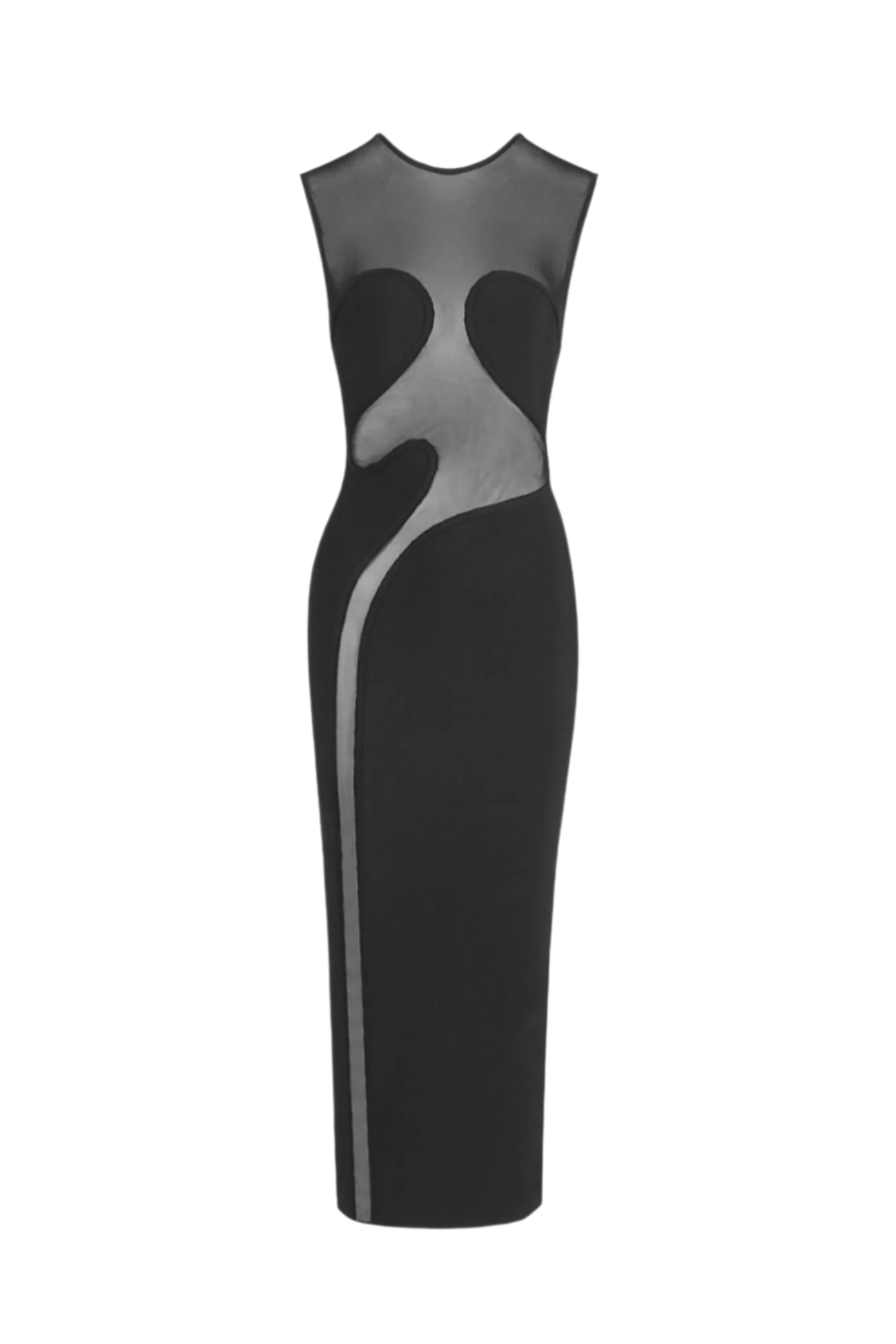 CARMINA MESH MAXI BANDAGE DRESS, BLACK