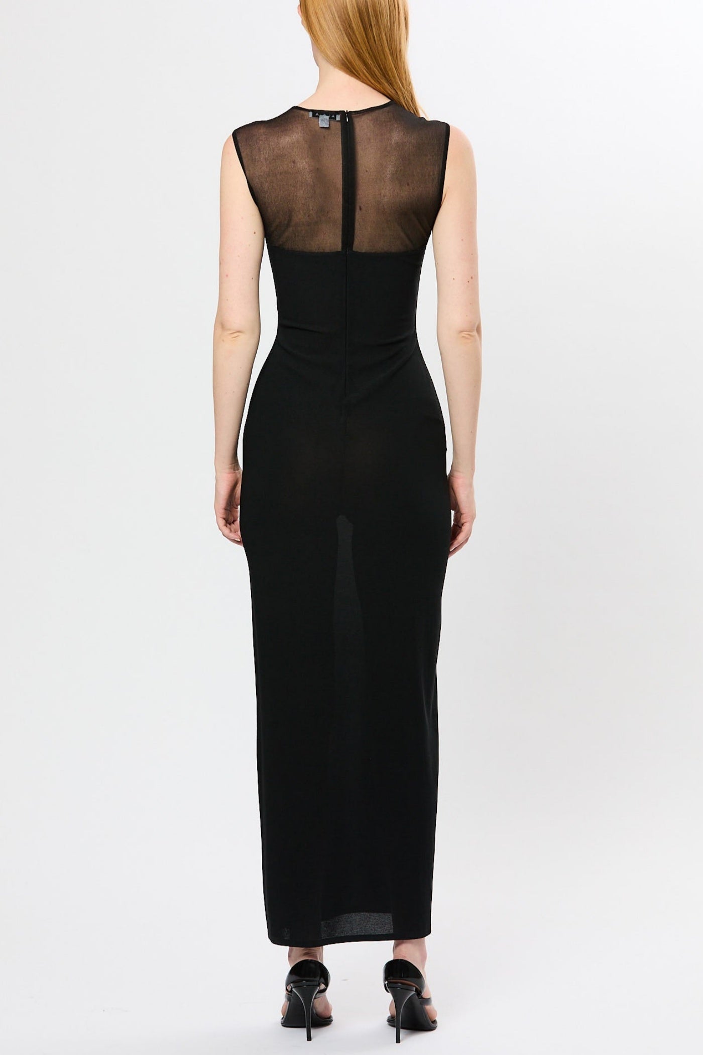 CARMINA MESH MAXI BANDAGE DRESS, BLACK
