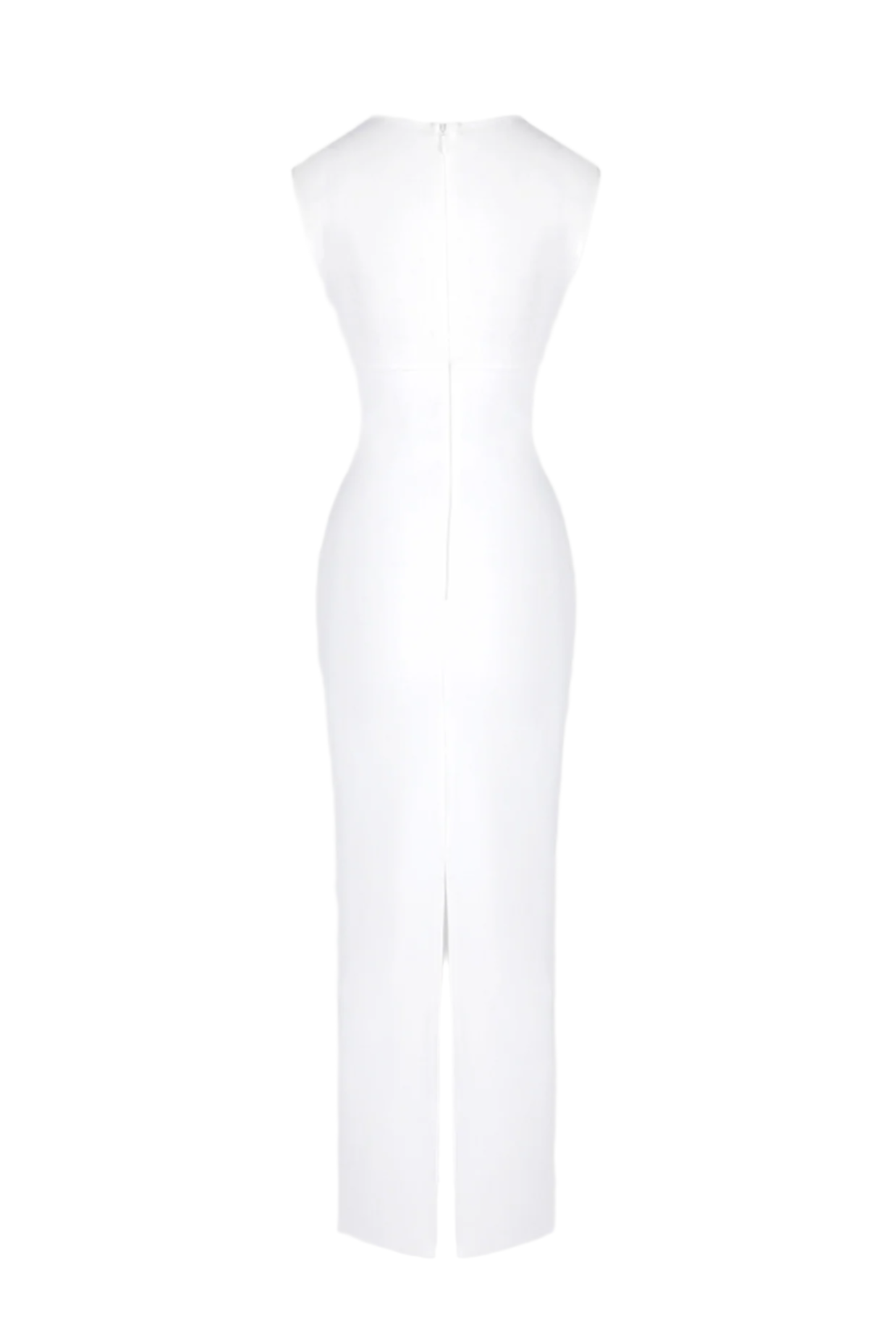 CARMINA WHITE MESH PANEL BANDAGE MAXI DRESS