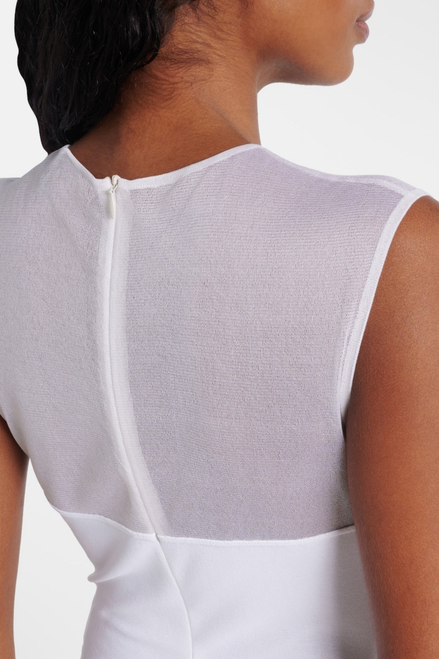 CARMINA WHITE MESH PANEL BANDAGE MAXI DRESS