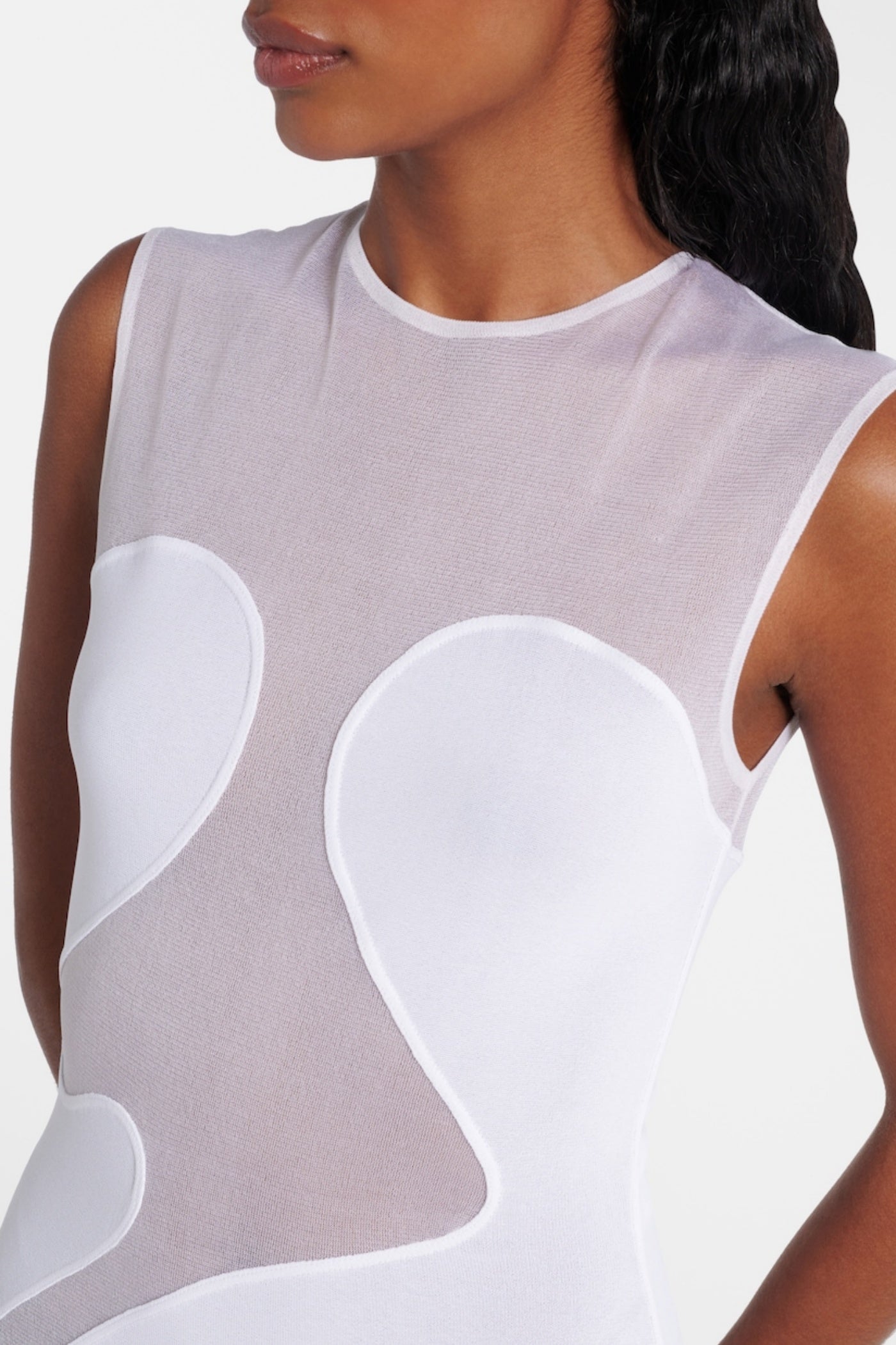 CARMINA WHITE MESH PANEL BANDAGE MAXI DRESS