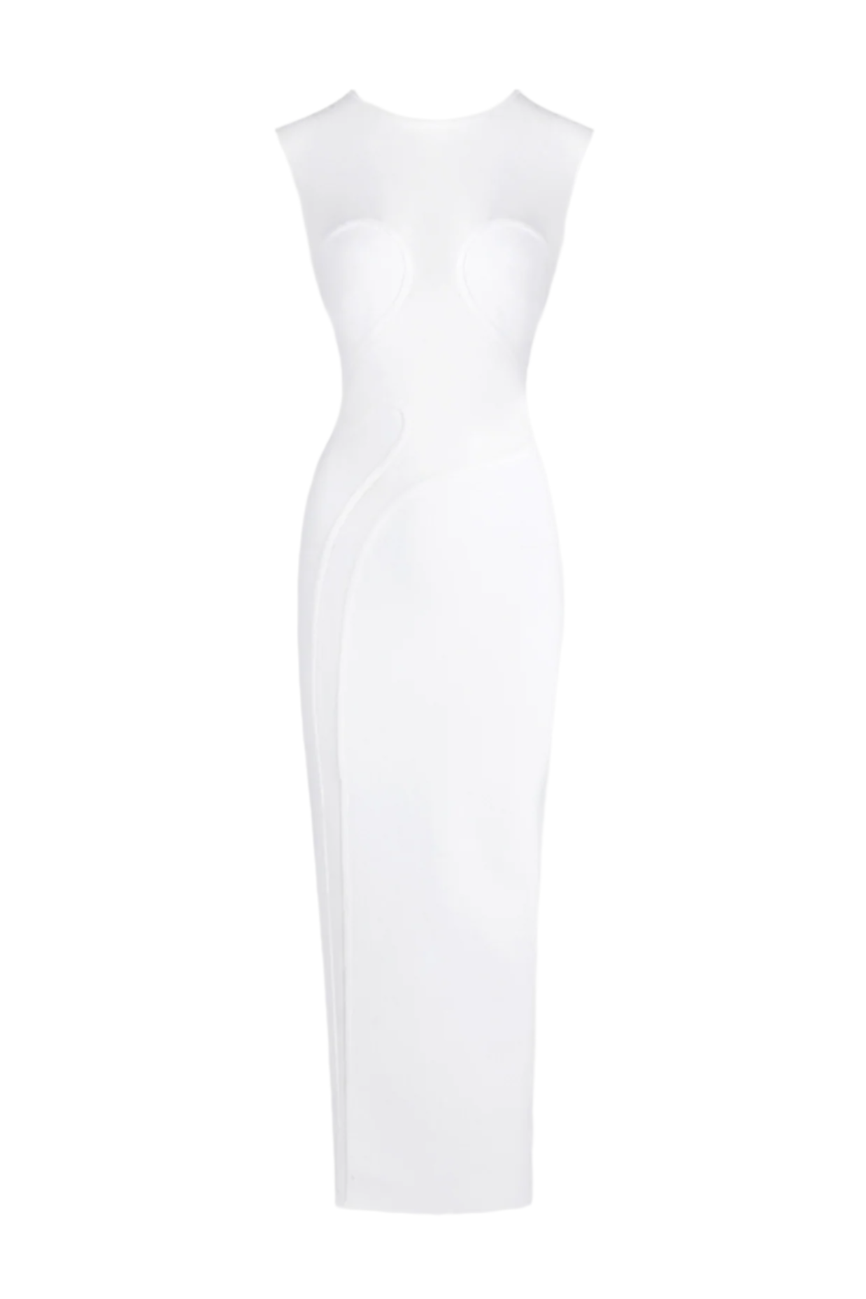 CARMINA WHITE MESH PANEL BANDAGE MAXI DRESS