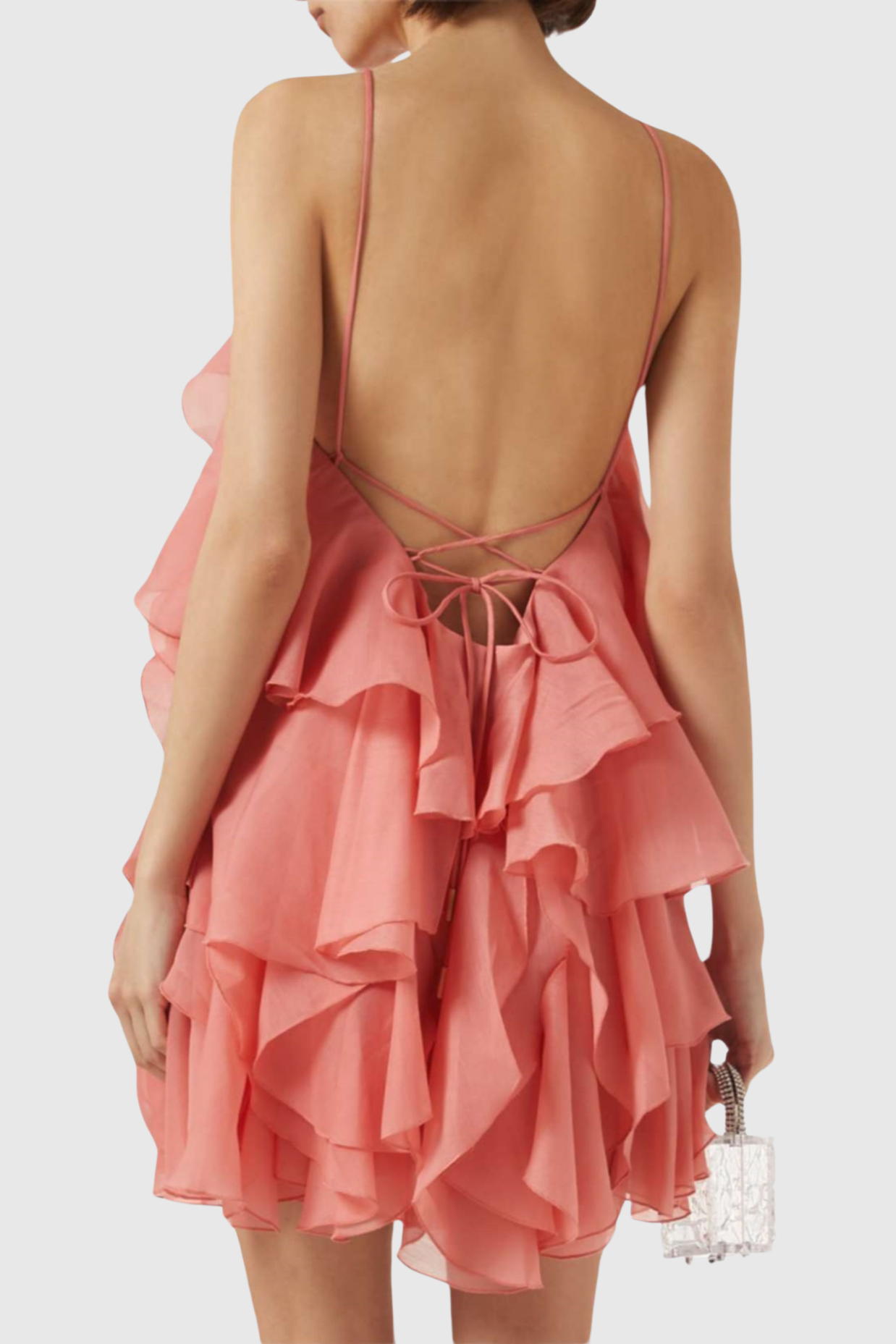 LORRAINE ORANGE FLORAL RUFFLE HALTER MINI DRESS