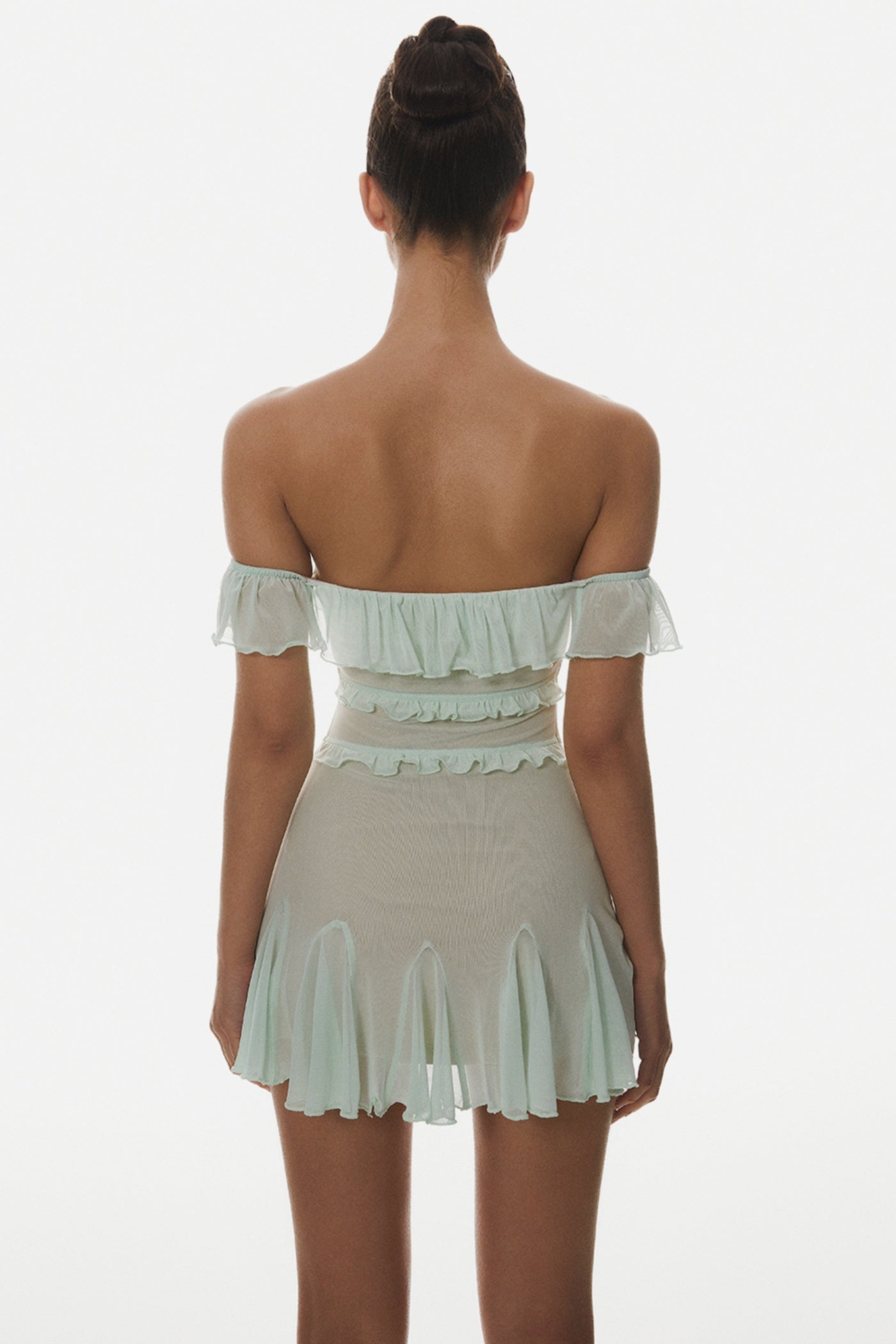 CHARELLE OFF-SHOULDER RUFFLE MINI DRESS