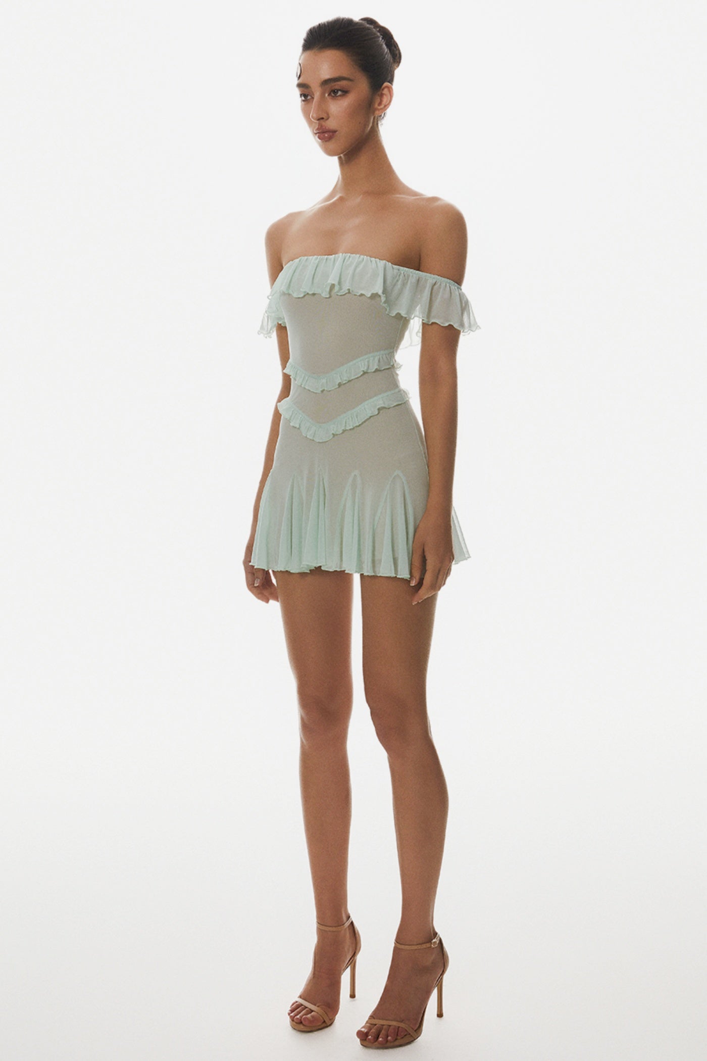 CHARELLE OFF-SHOULDER RUFFLE MINI DRESS