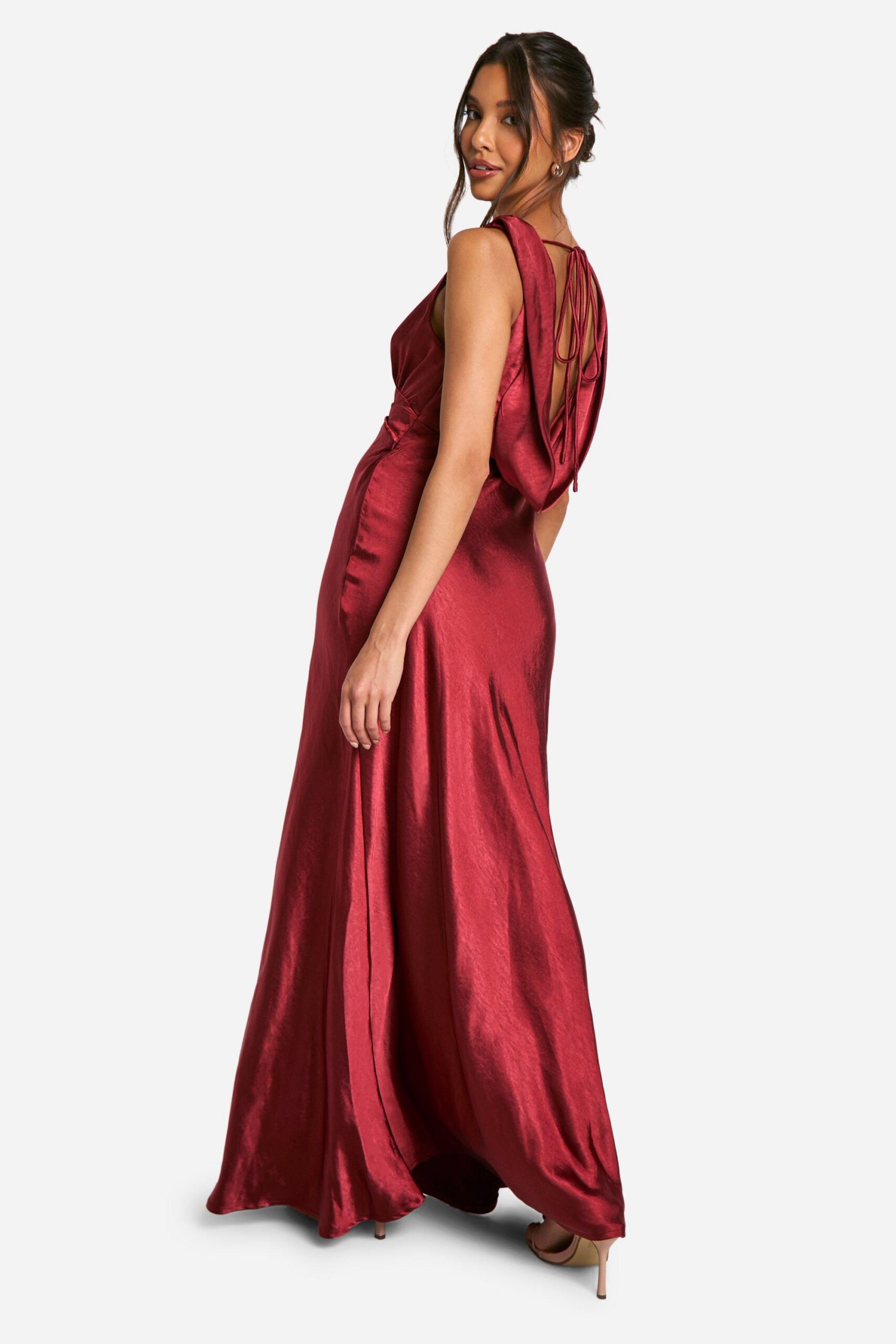 SATIN COWL BACK MAXI DRESS FOR EVENING